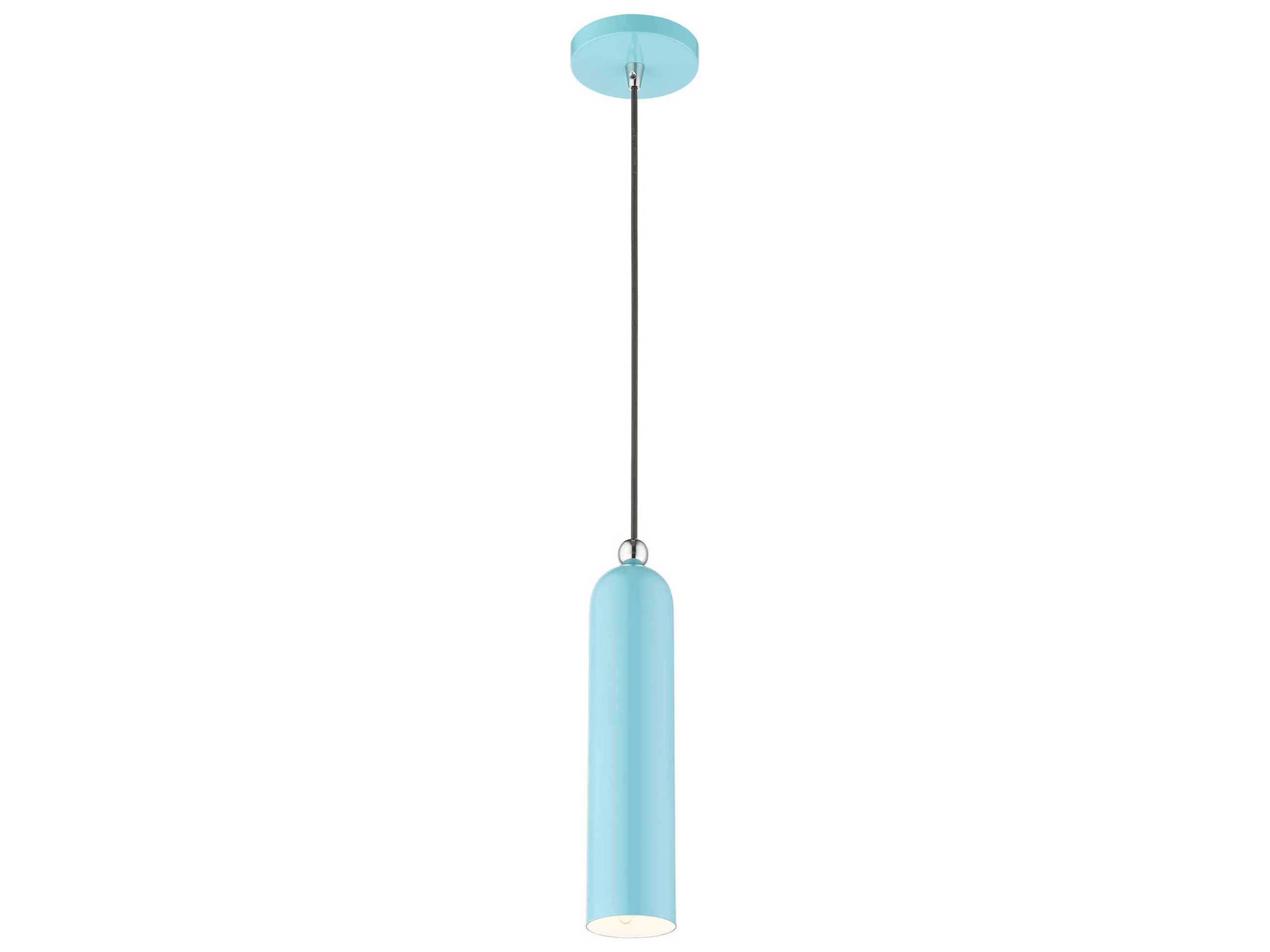 Livex Lighting Ardmore 1-Light Shiny Baby Blue Cylinder Mini Pendant