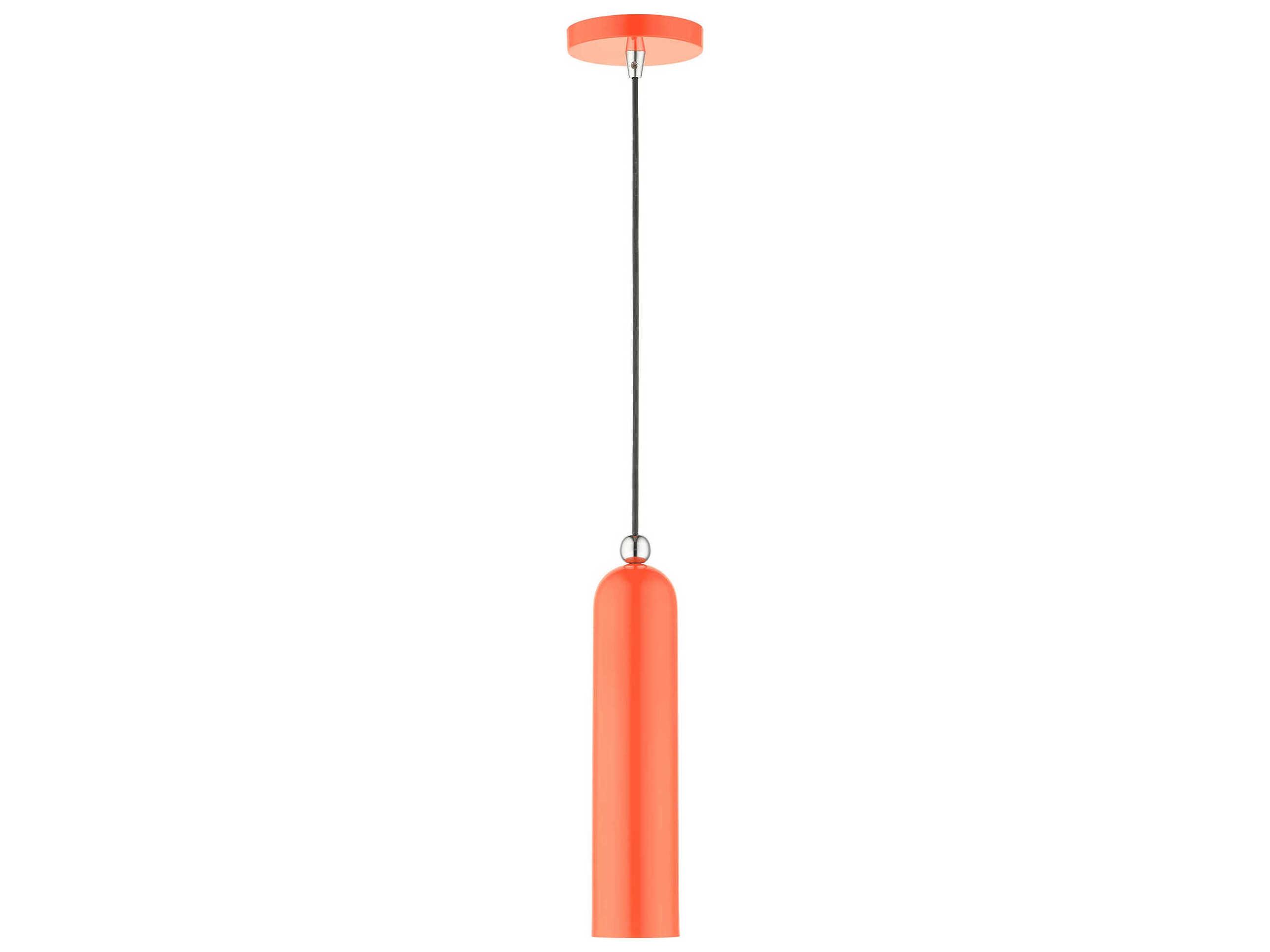 Livex Lighting Ardmore 1-Light Shiny Orange Cylinder Mini Pendant