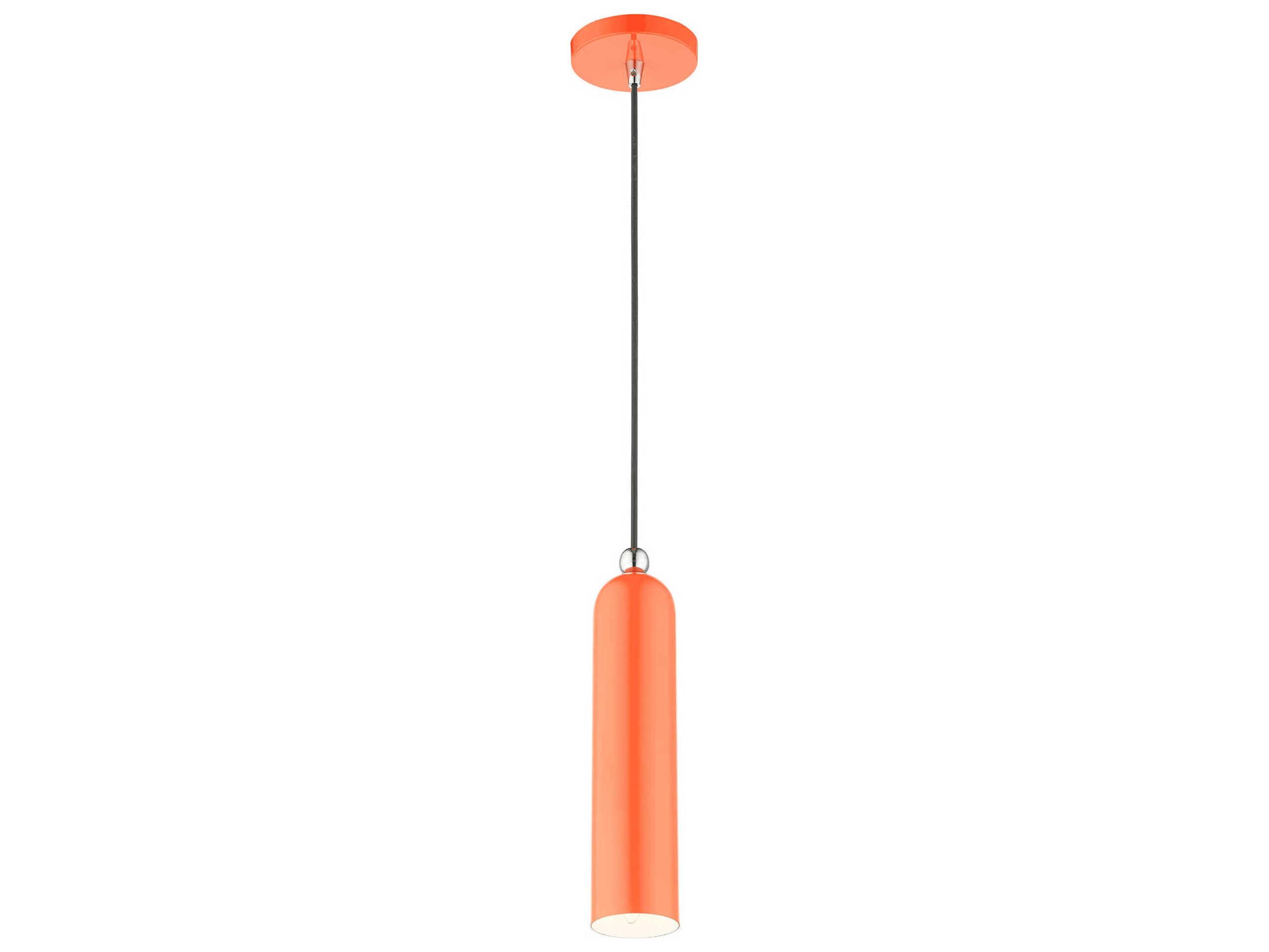 Livex Lighting Ardmore 1-Light Shiny Orange Cylinder Mini Pendant