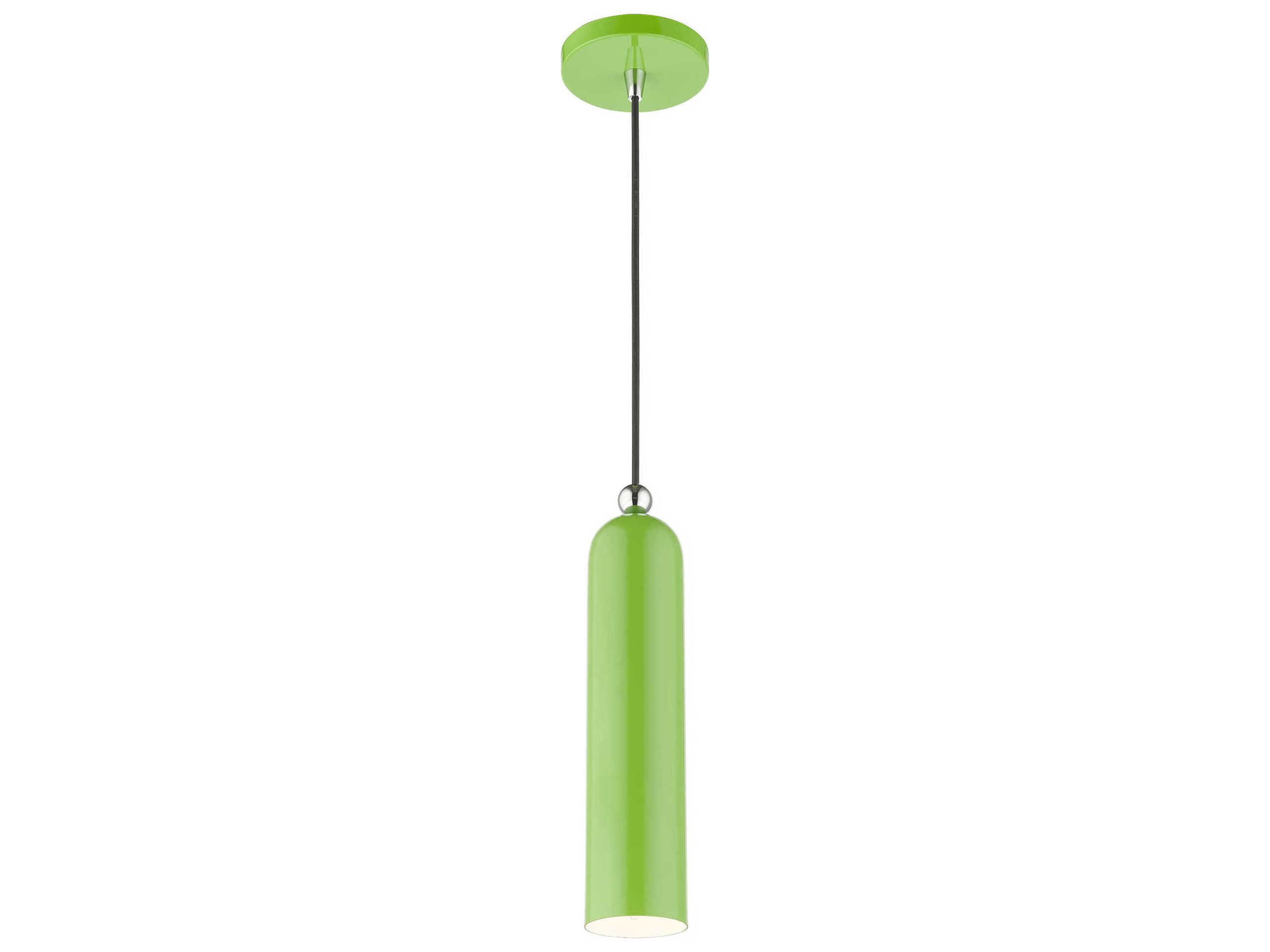 Livex Lighting Ardmore 1-Light Shiny Apple Green Cylinder Mini Pendant