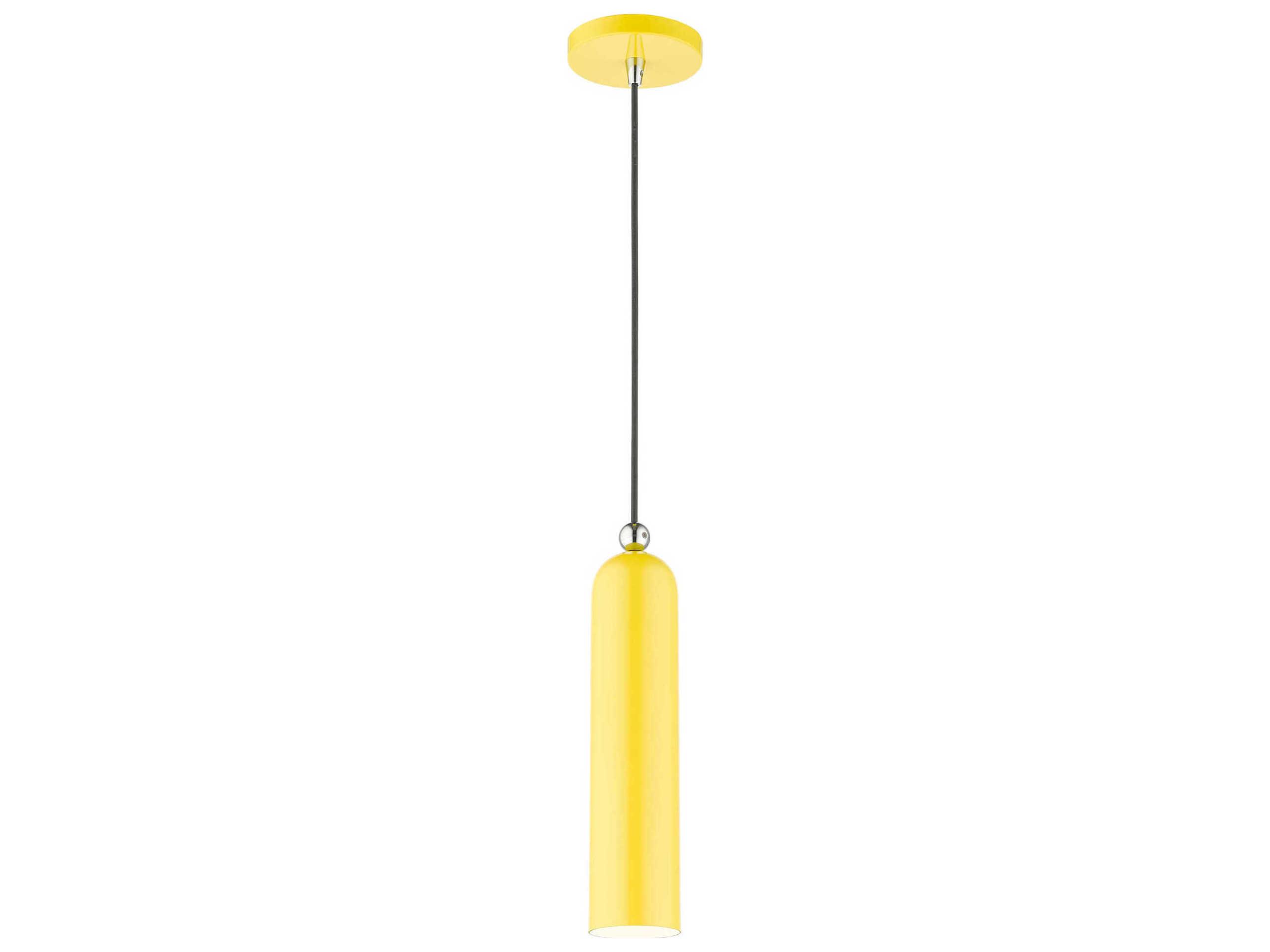Livex Lighting Ardmore 1-Light Shiny Yellow Cylinder Mini Pendant
