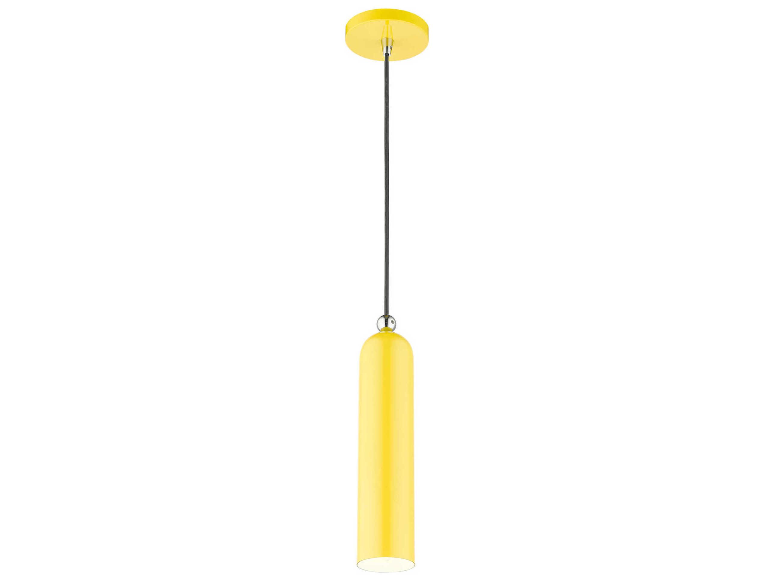 Livex Lighting Ardmore 1-Light Shiny Yellow Cylinder Mini Pendant
