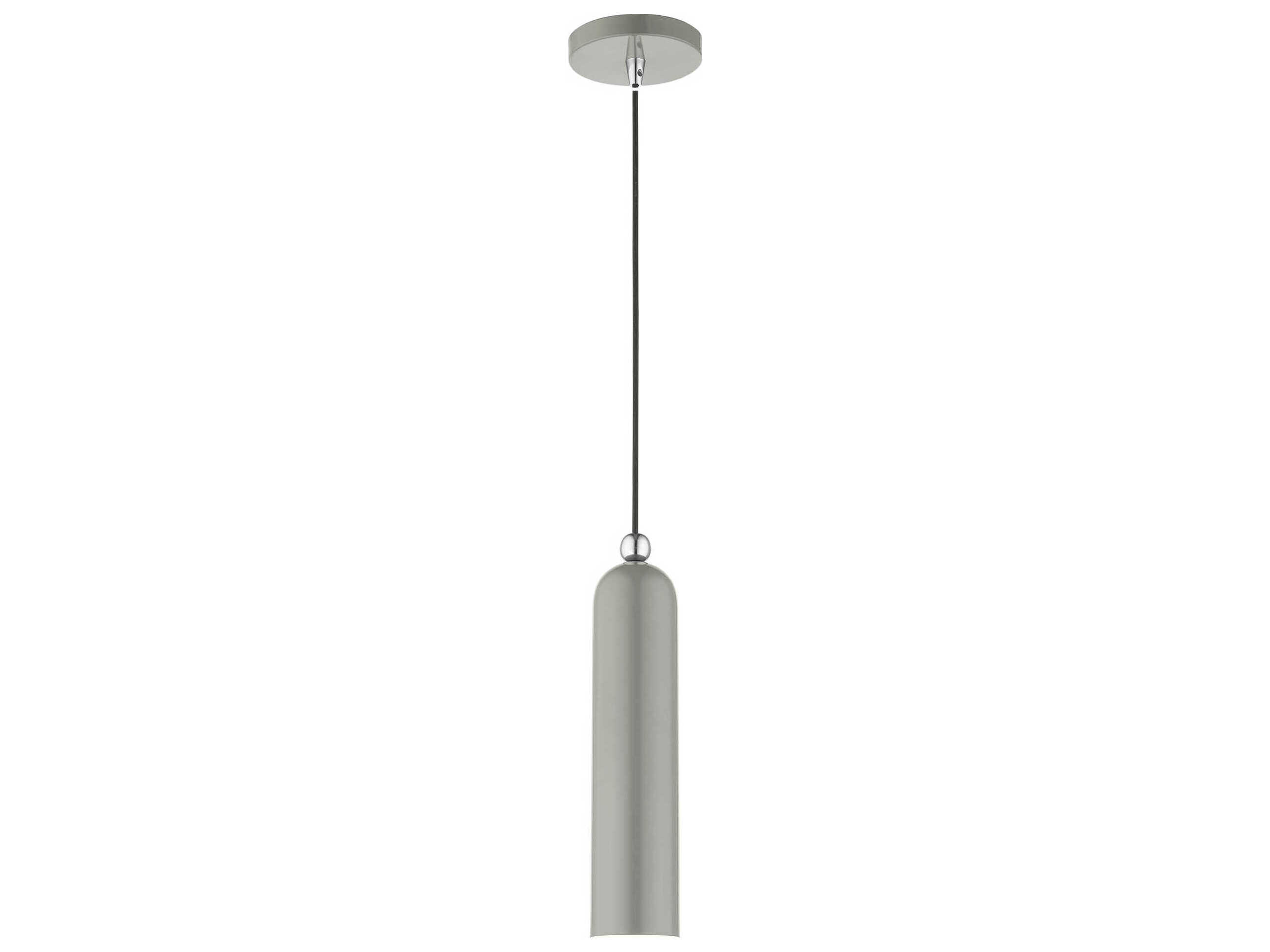 Livex Lighting Ardmore 1-Light Shiny Light Gray Cylinder Mini Pendant