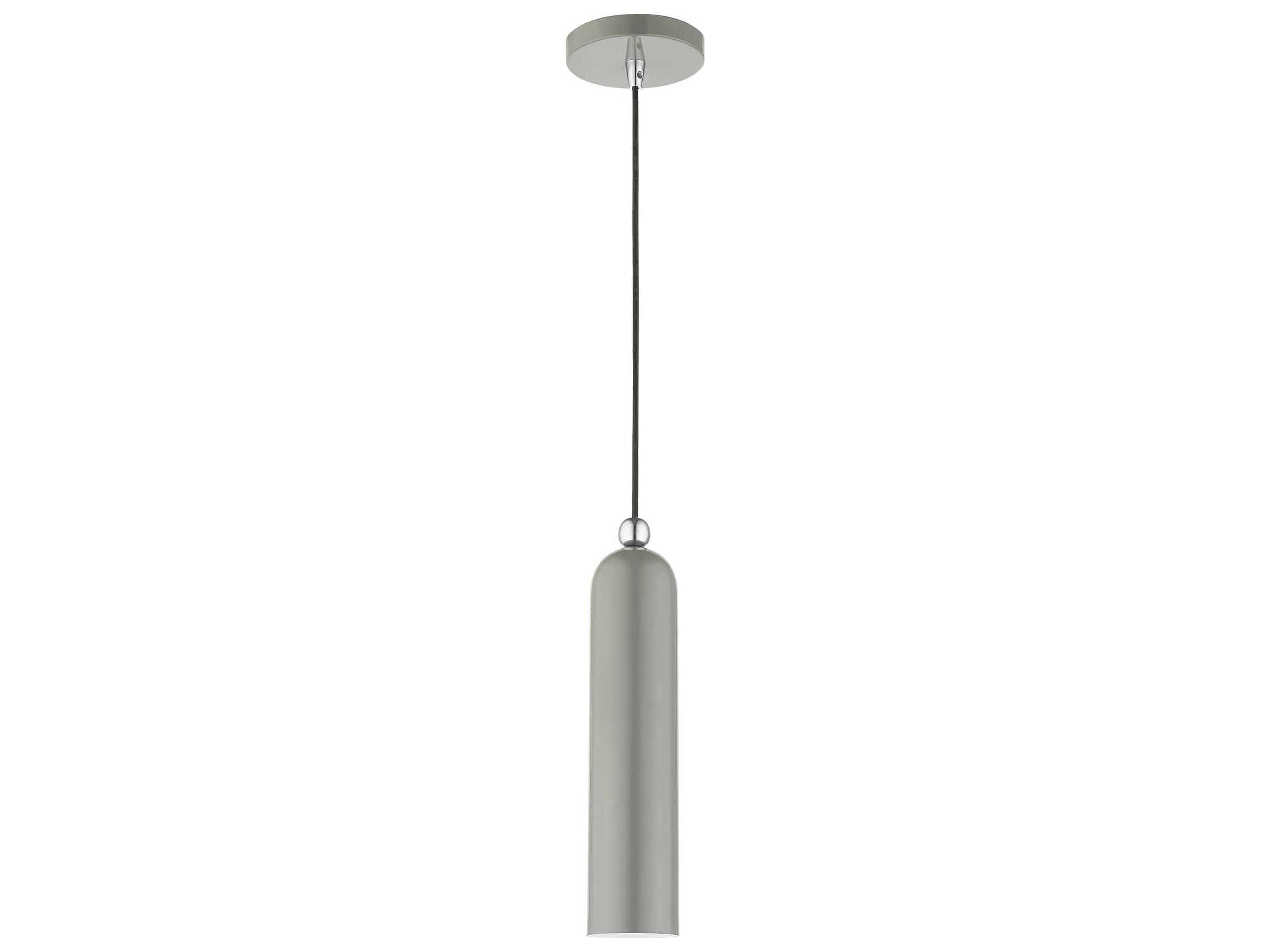 Livex Lighting Ardmore 1-Light Shiny Light Gray Cylinder Mini Pendant