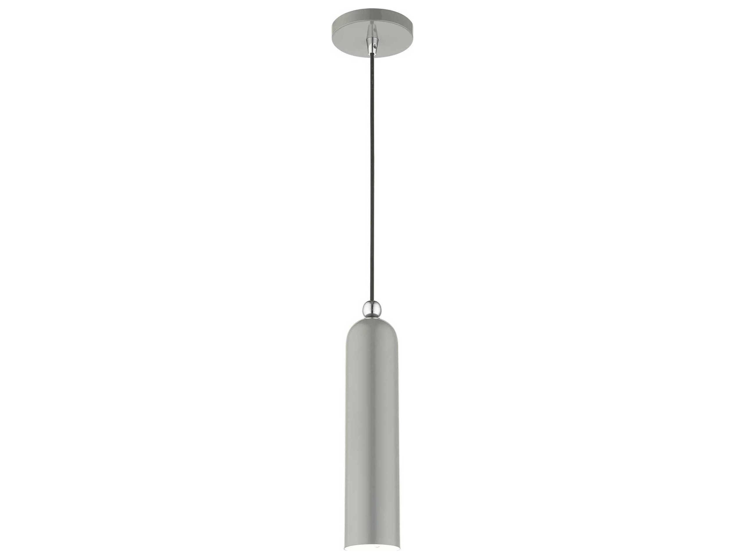 Livex Lighting Ardmore 1-Light Shiny Light Gray Cylinder Mini Pendant
