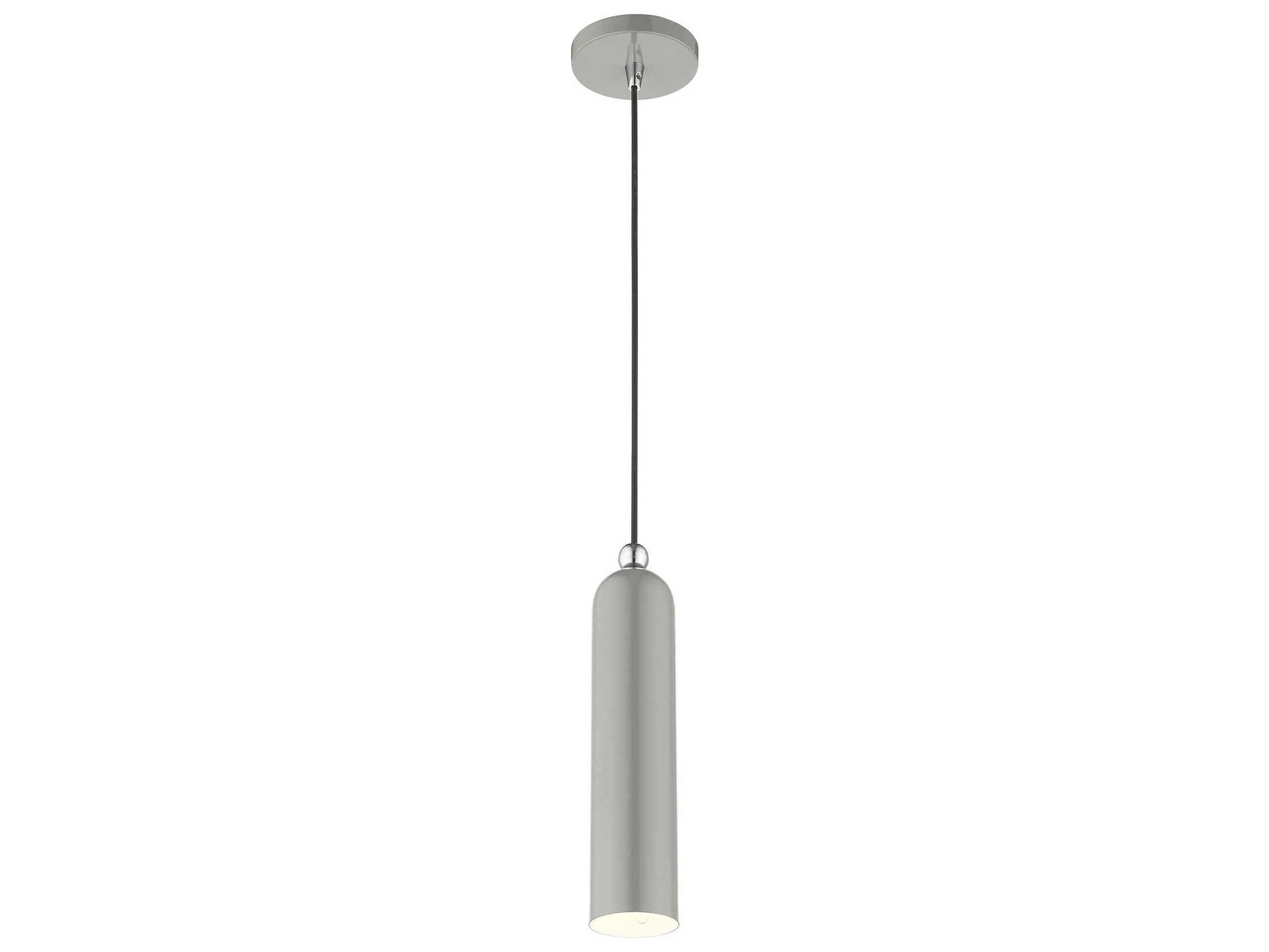 Livex Lighting Ardmore 1-Light Shiny Light Gray Cylinder Mini Pendant
