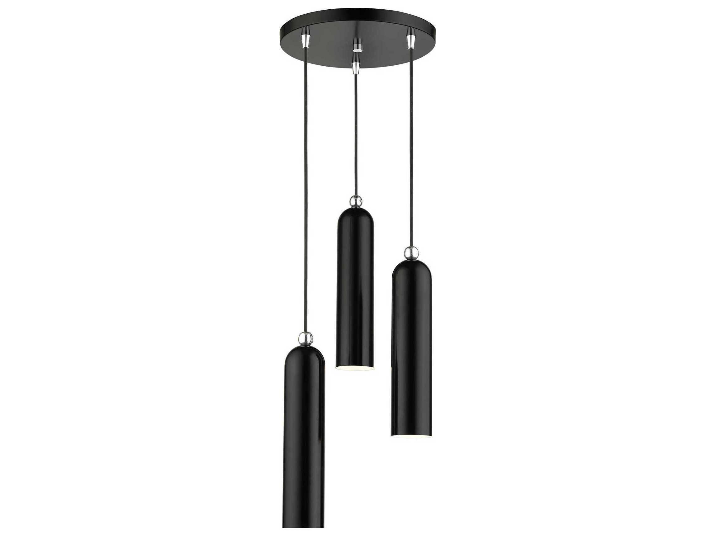 Livex Lighting Ardmore 3-Light Shiny Black Cylinder Pendant