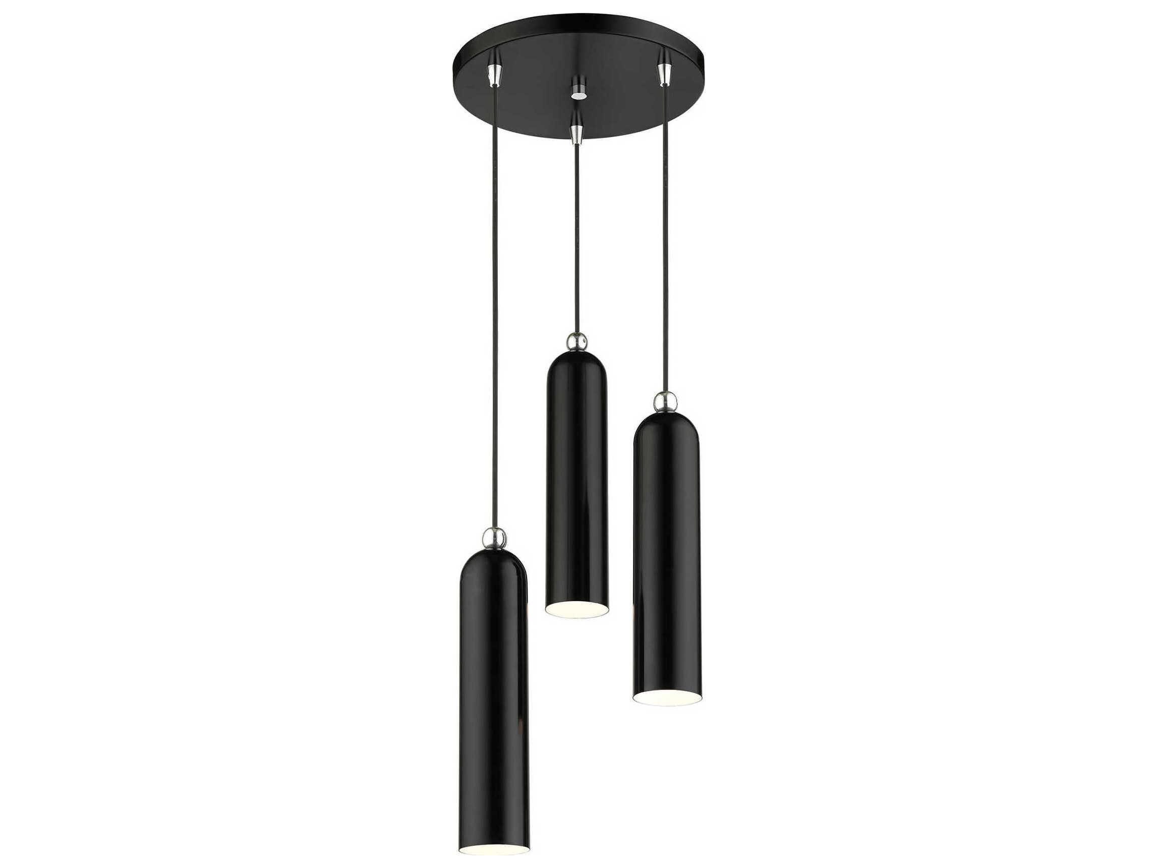 Livex Lighting Ardmore 3-Light Shiny Black Cylinder Pendant