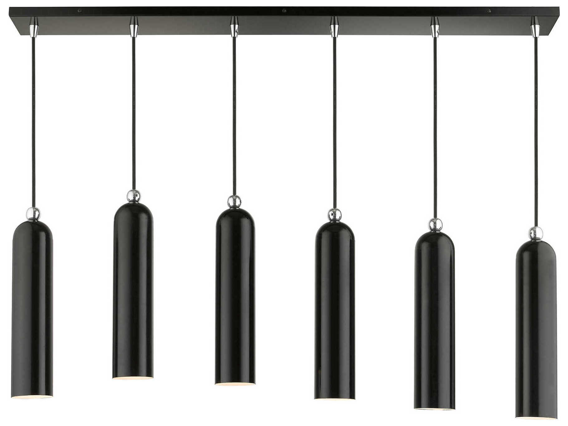 Livex Lighting Ardmore 6-Light Shiny Black Cylinder Linear Island Pendant