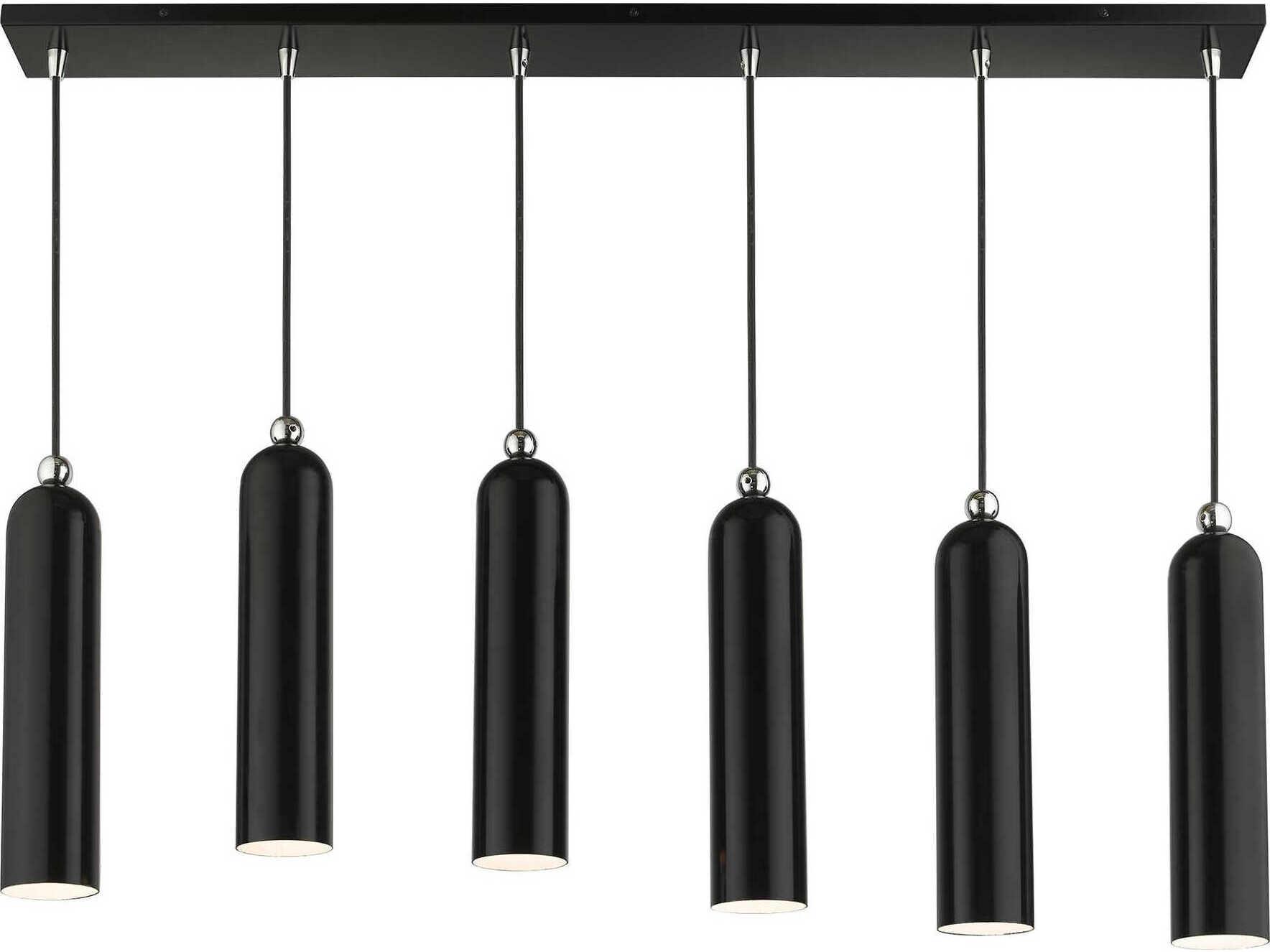 Livex Lighting Ardmore 6-Light Shiny Black Cylinder Linear Island Pendant
