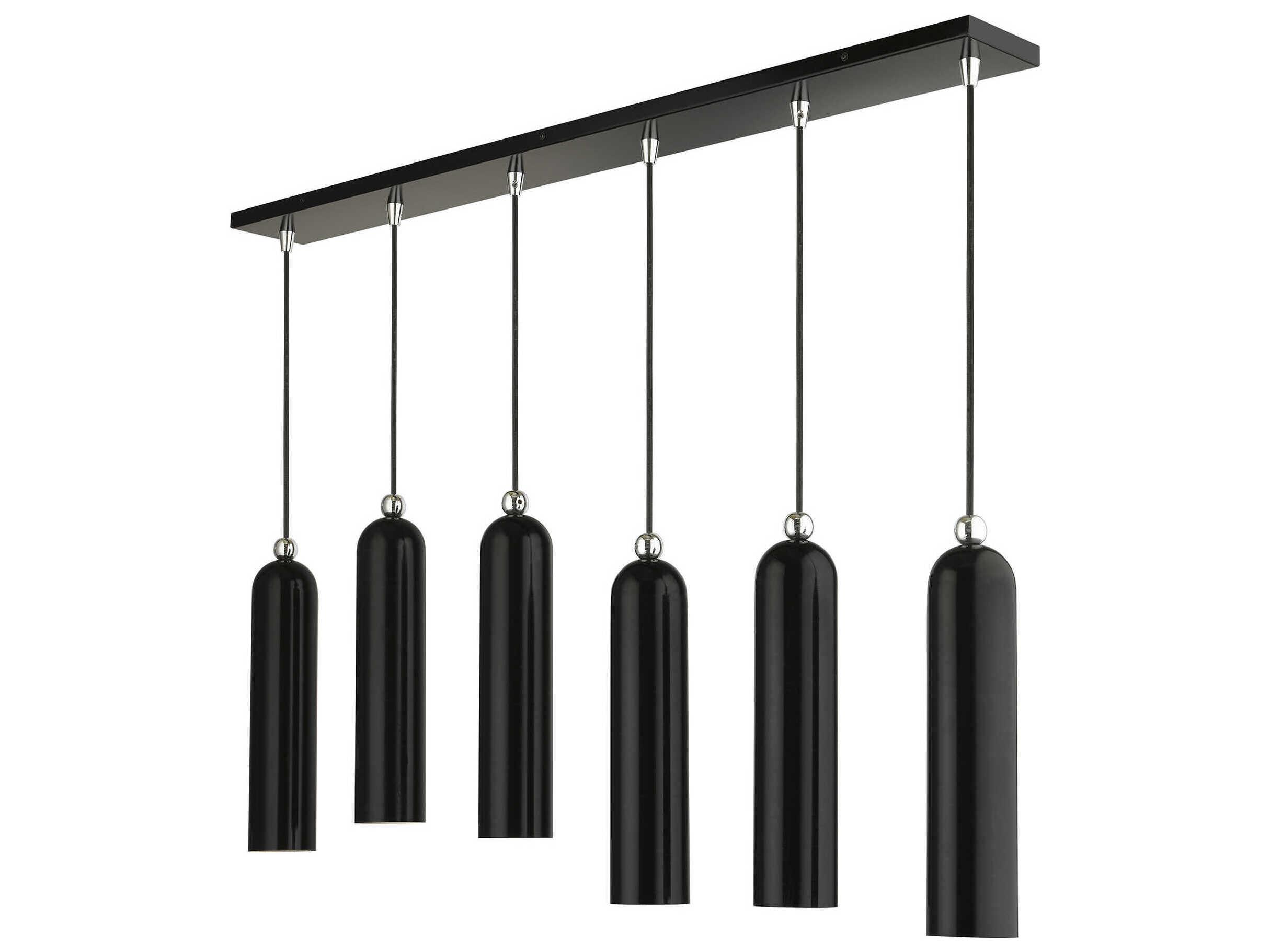 Livex Lighting Ardmore 6-Light Shiny Black Cylinder Linear Island Pendant
