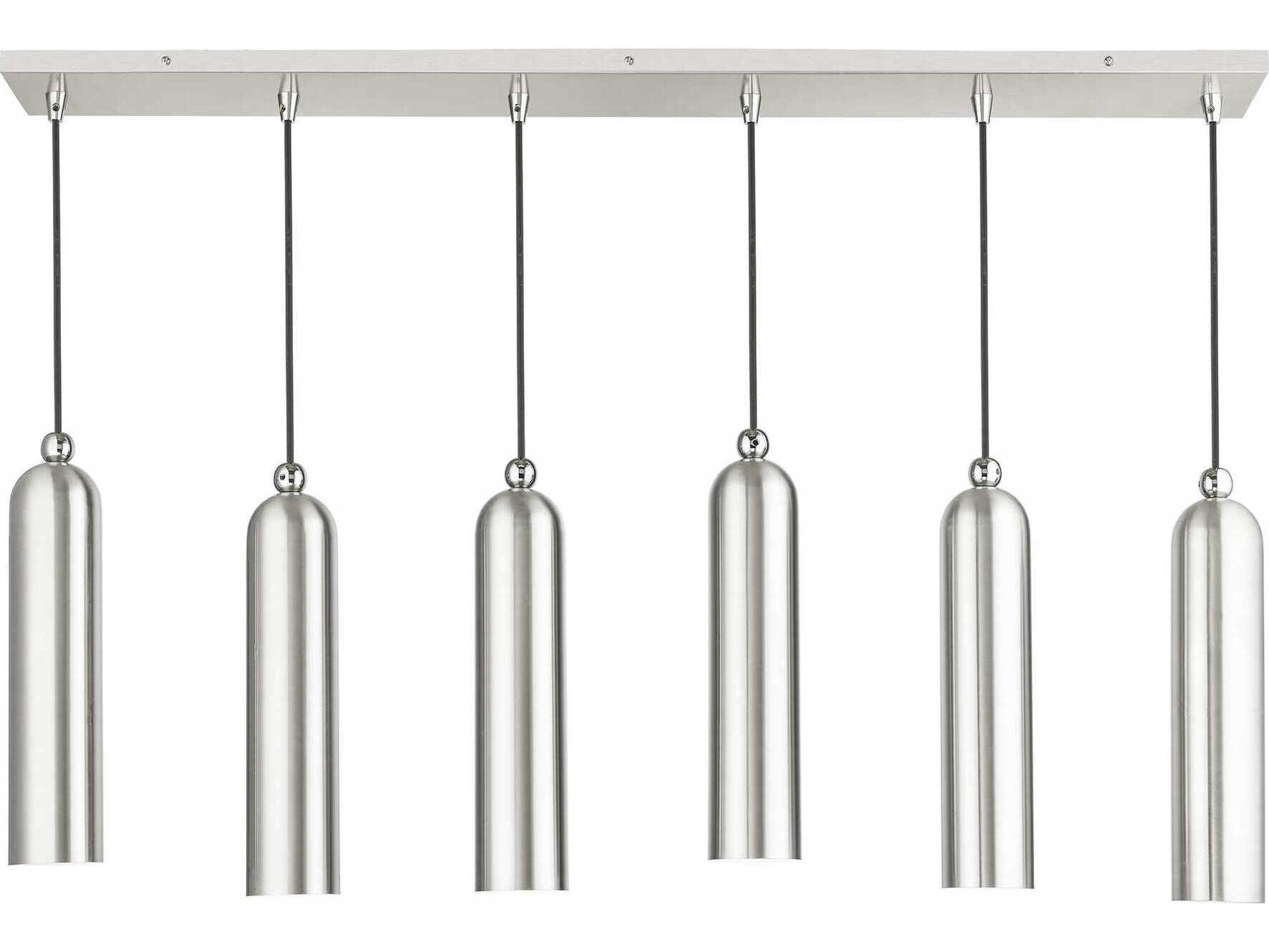 Livex Lighting Ardmore 6-Light Brushed Nickel Cylinder Linear Island Pendant