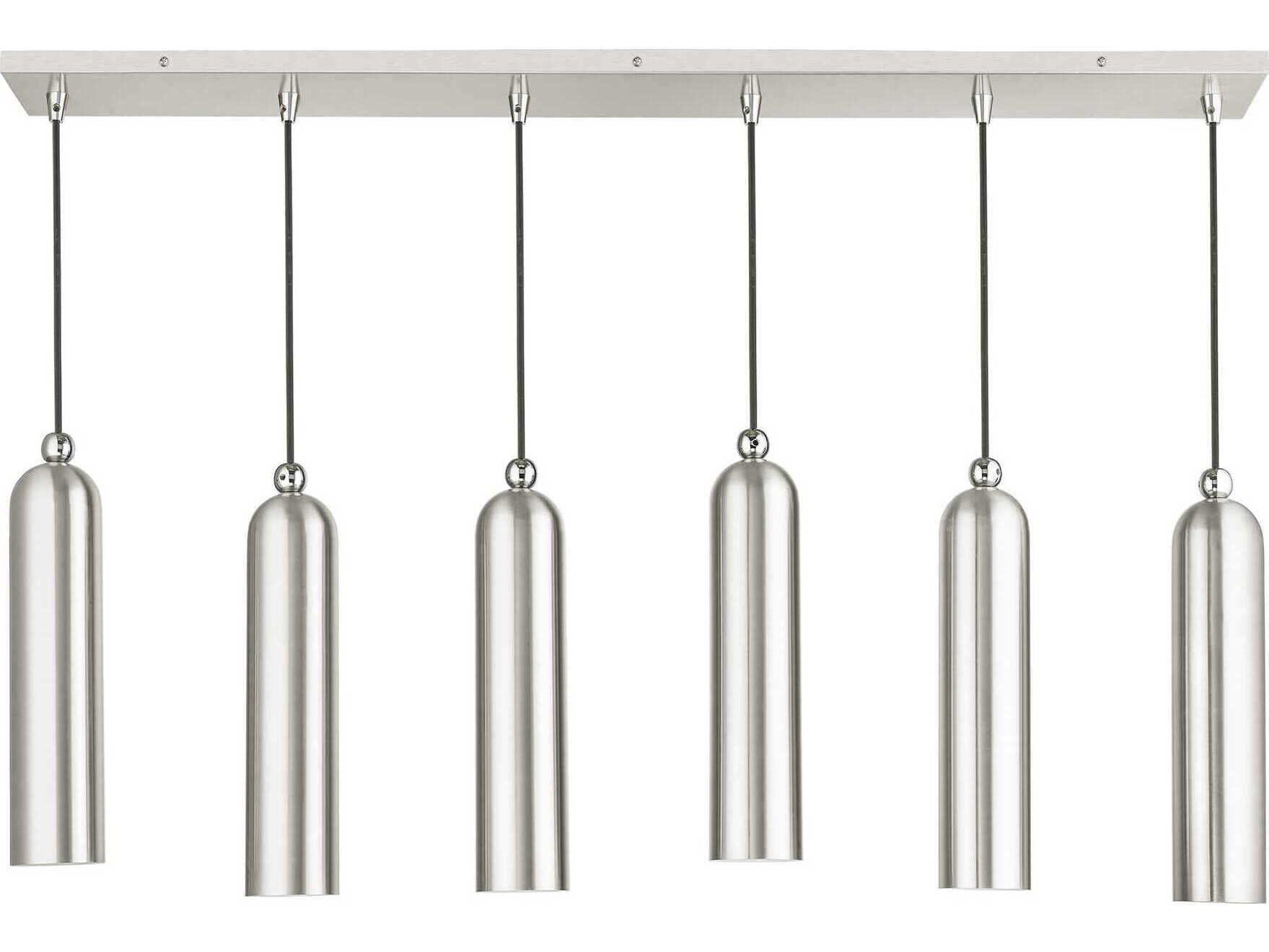 Livex Lighting Ardmore 6-Light Brushed Nickel Cylinder Linear Island Pendant