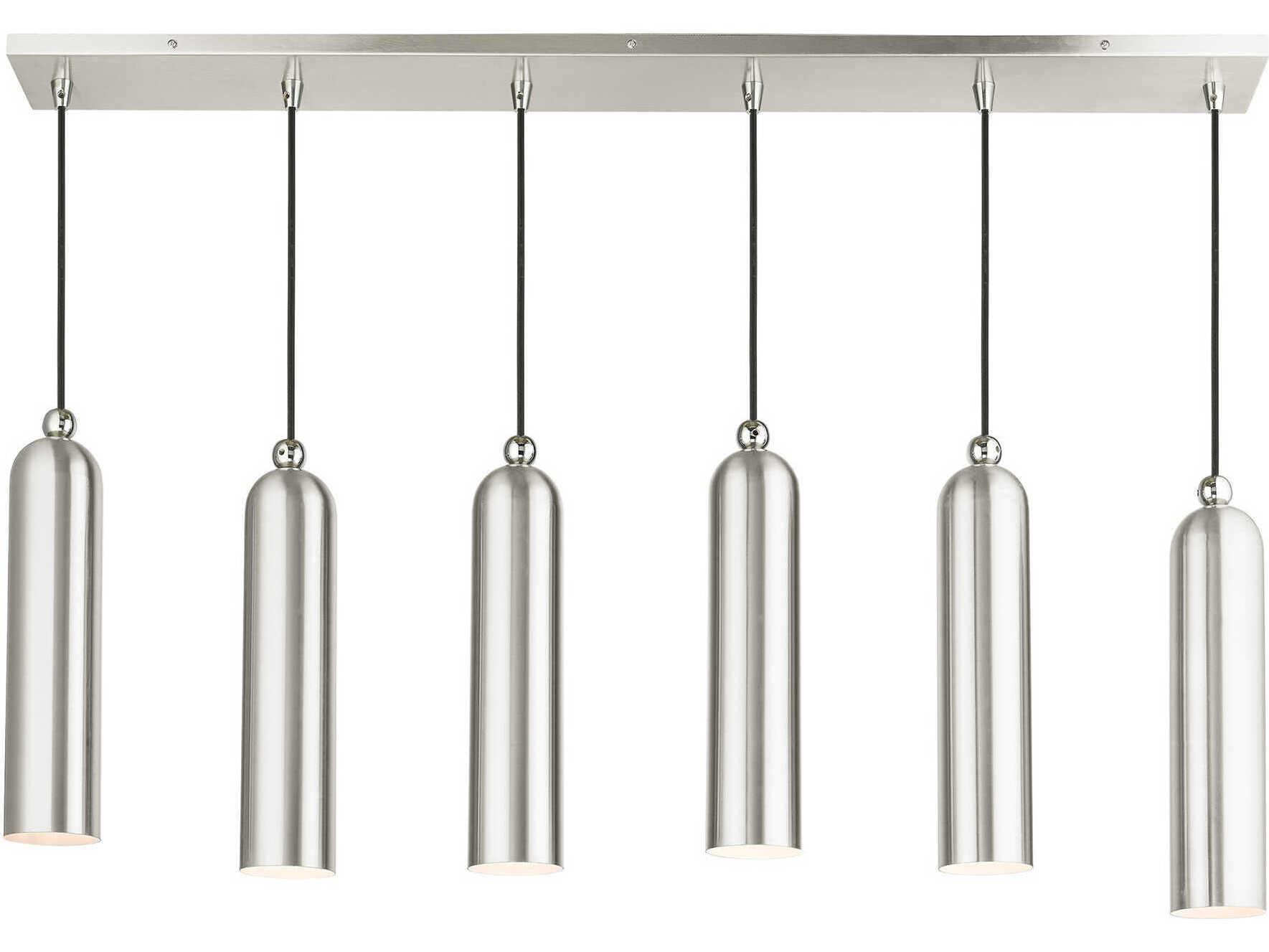Livex Lighting Ardmore 6-Light Brushed Nickel Cylinder Linear Island Pendant