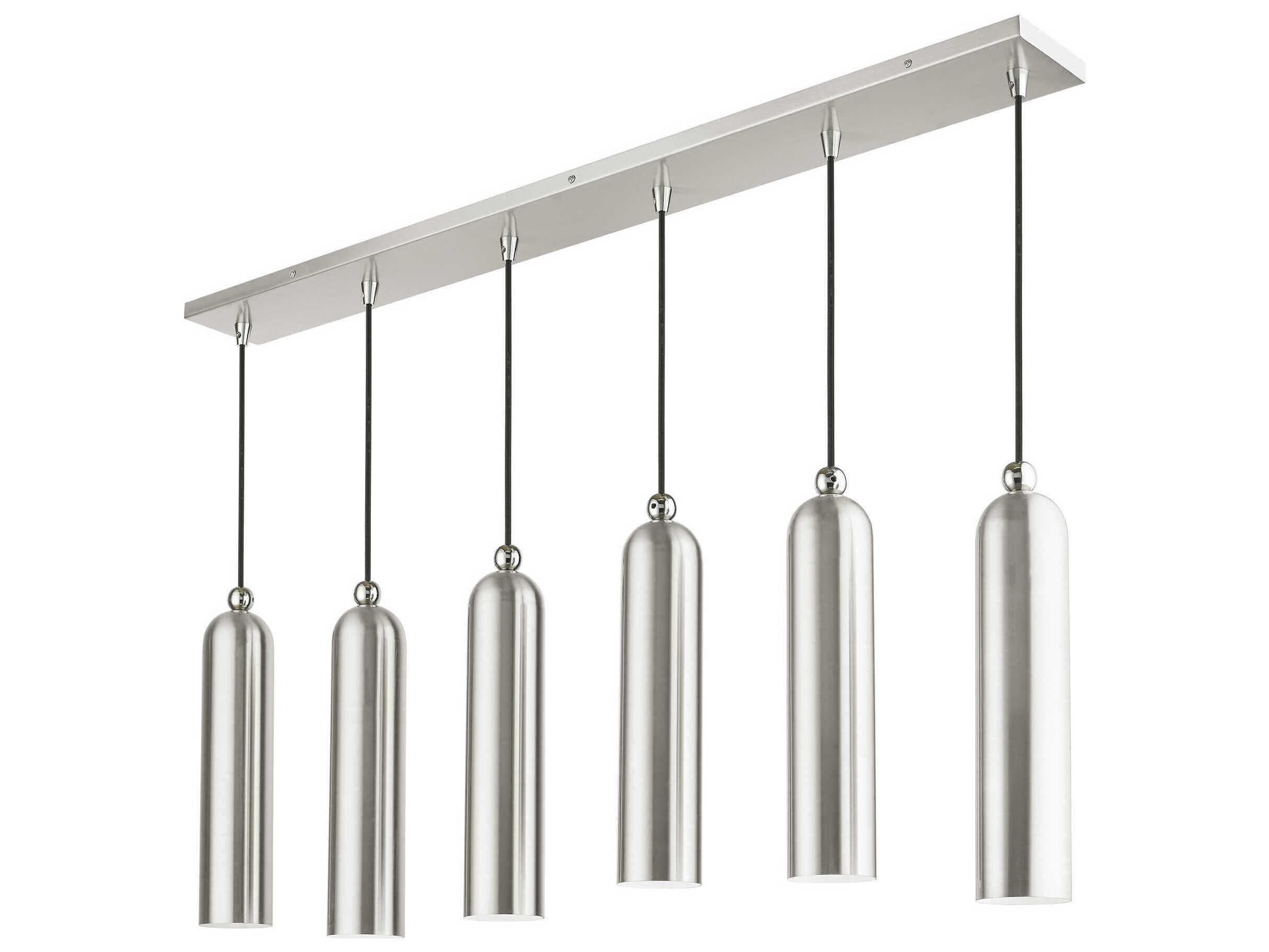 Livex Lighting Ardmore 6-Light Brushed Nickel Cylinder Linear Island Pendant