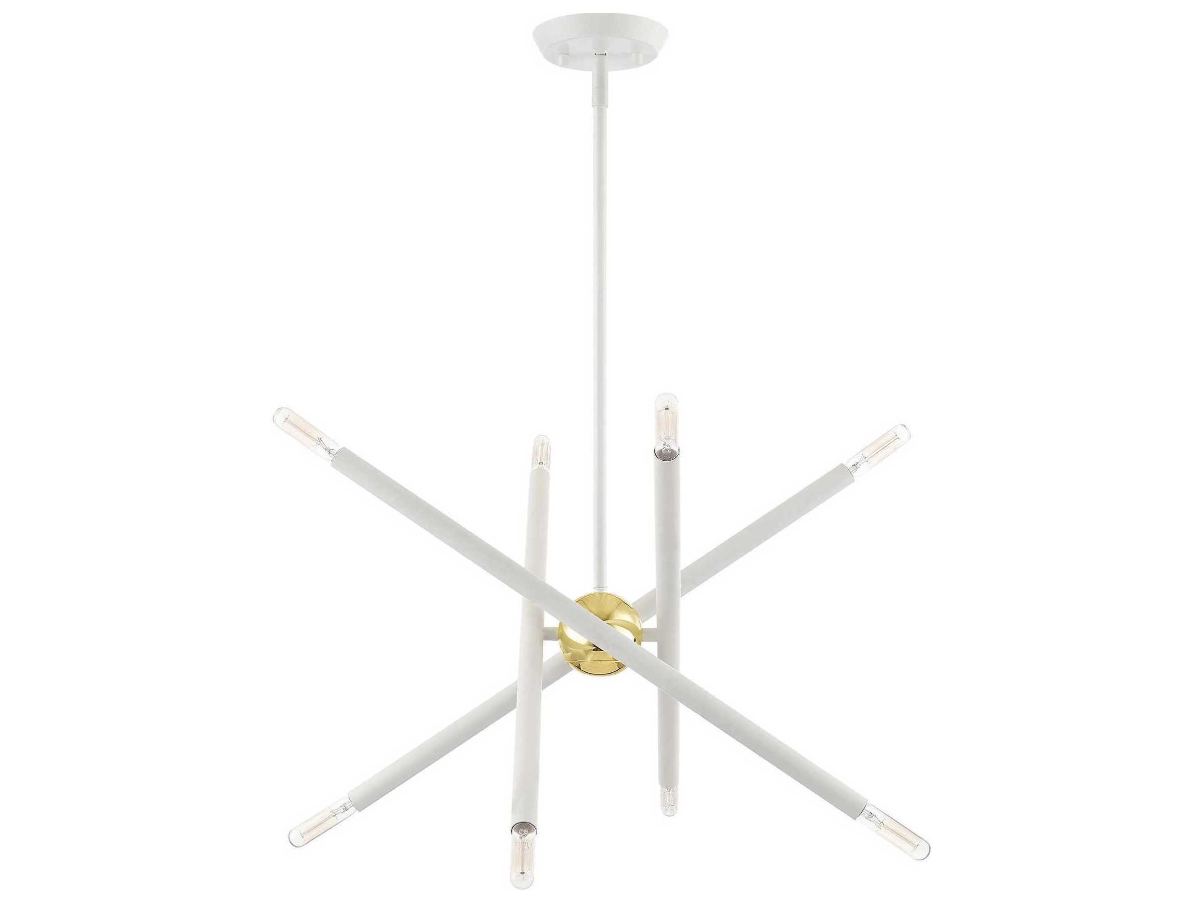 Livex Lighting Soho 8-Light White Polished Brass Candelabra Sputnik Chandelier