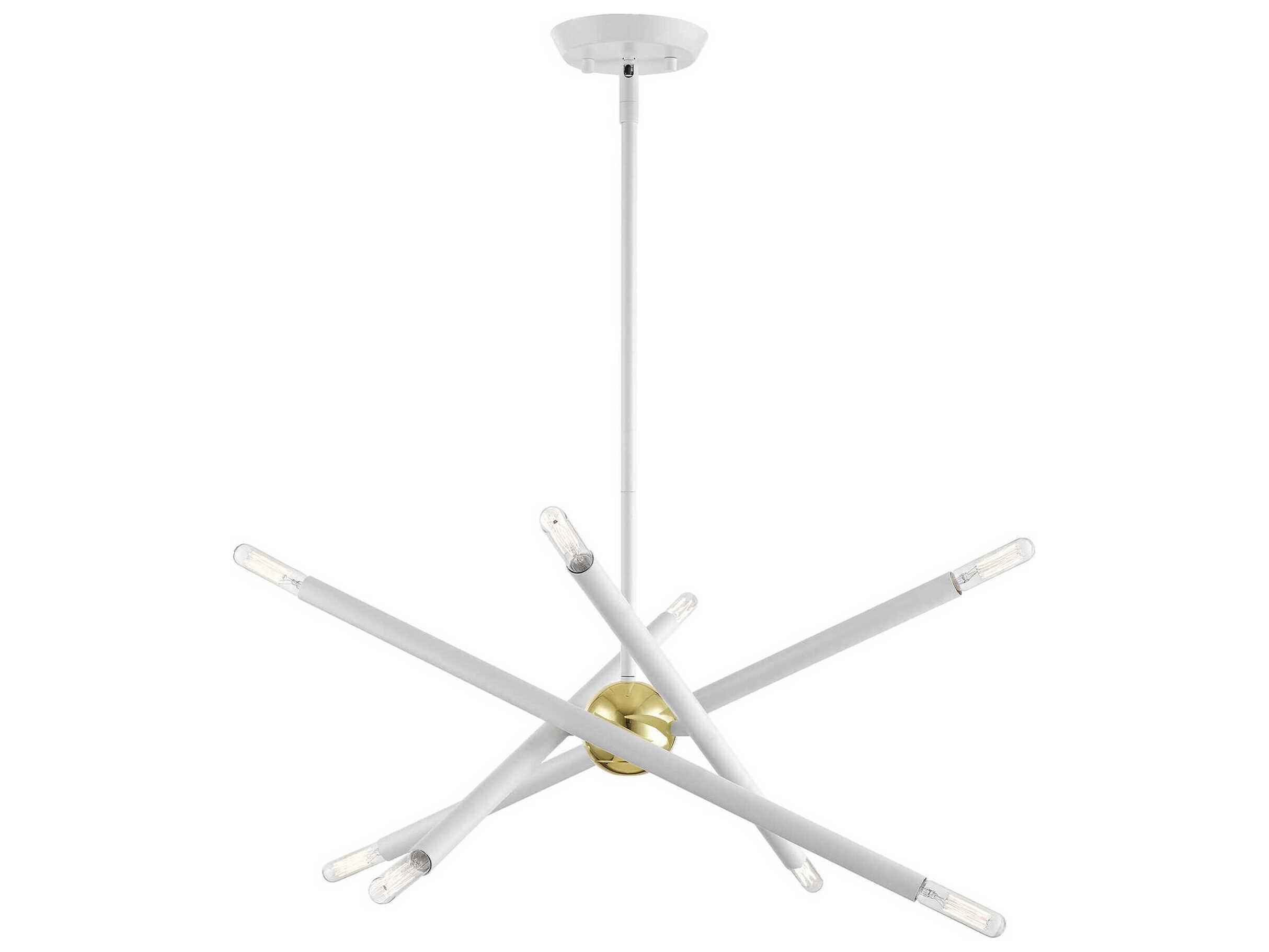 Livex Lighting Soho 8-Light White Polished Brass Candelabra Sputnik Chandelier