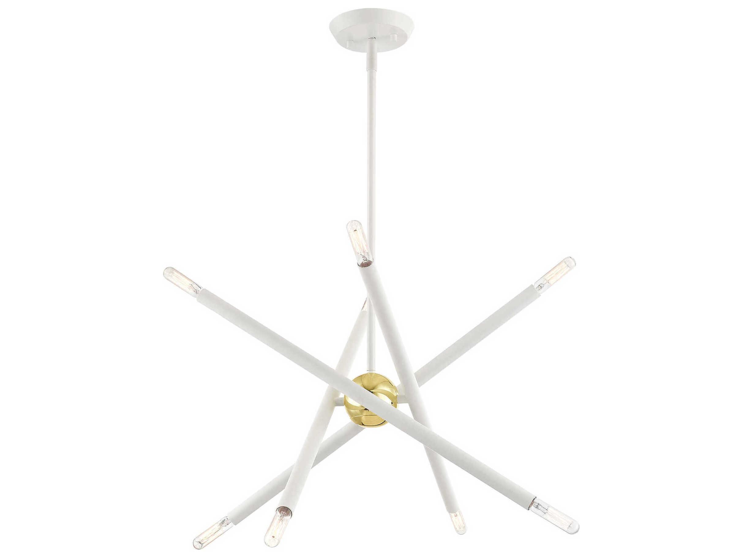 Livex Lighting Soho 8-Light White Polished Brass Candelabra Sputnik Chandelier