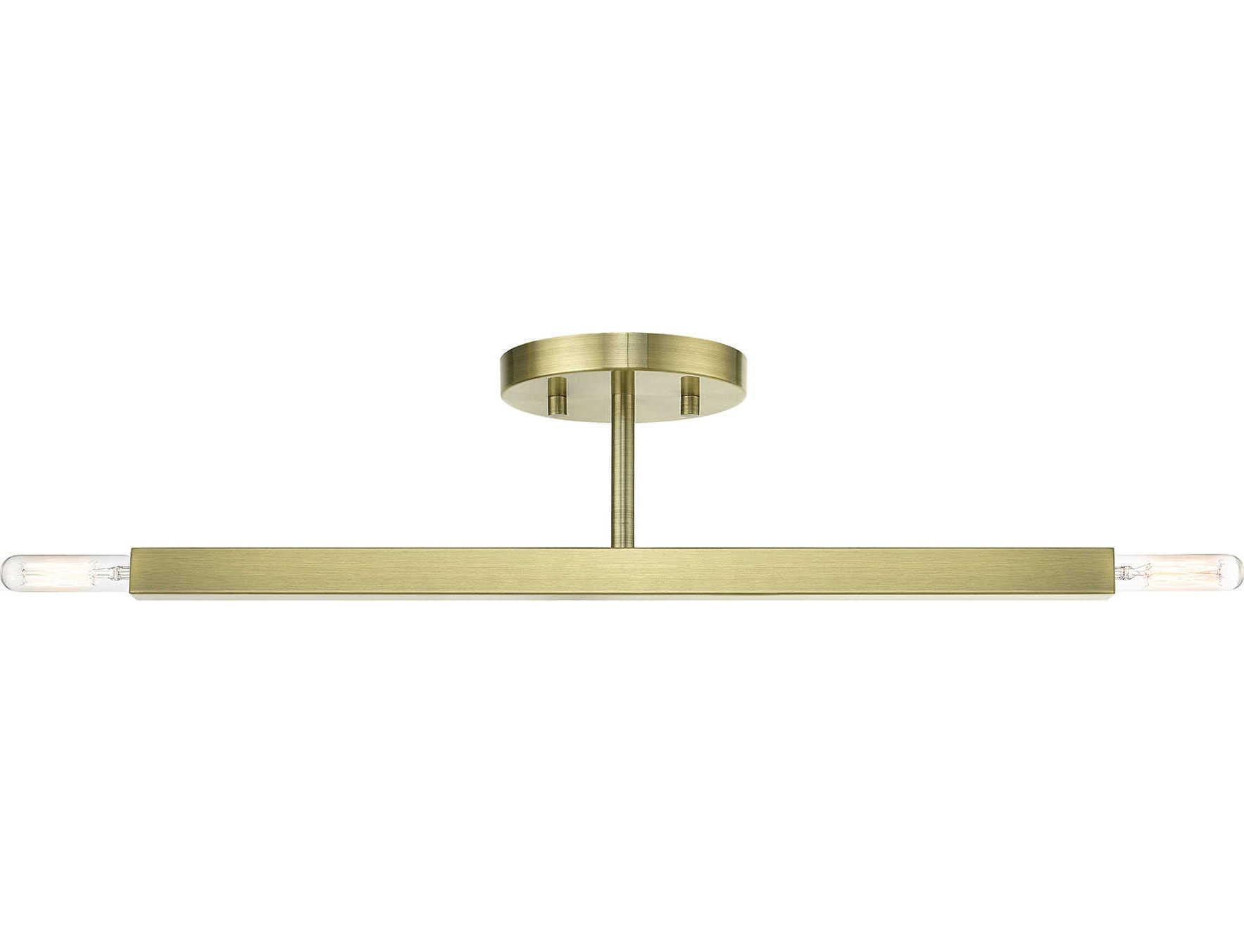 Livex Lighting Monaco 2-Light Antique Brass Semi Flush Mount