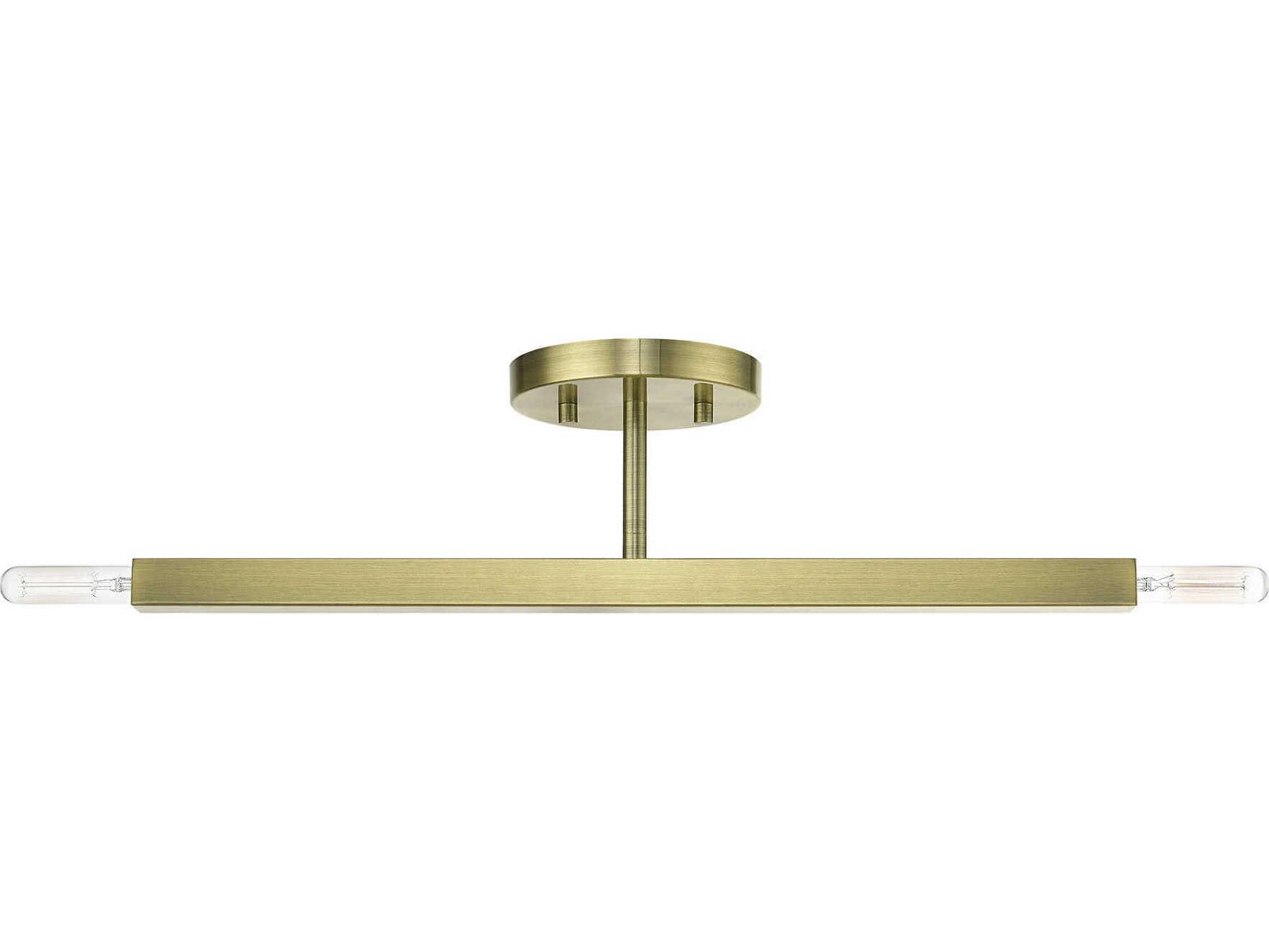 Livex Lighting Monaco 2-Light Antique Brass Semi Flush Mount