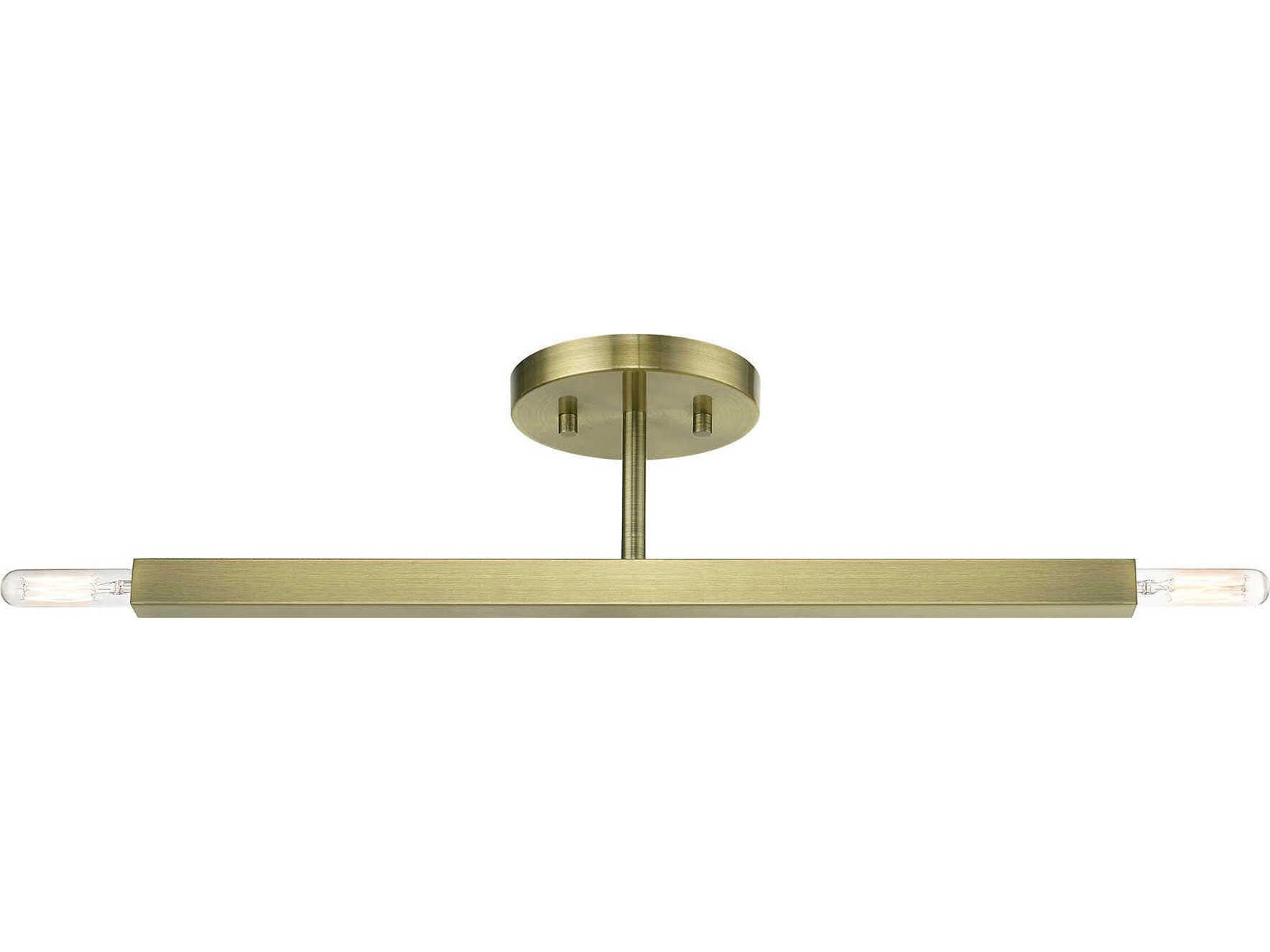 Livex Lighting Monaco 2-Light Antique Brass Semi Flush Mount