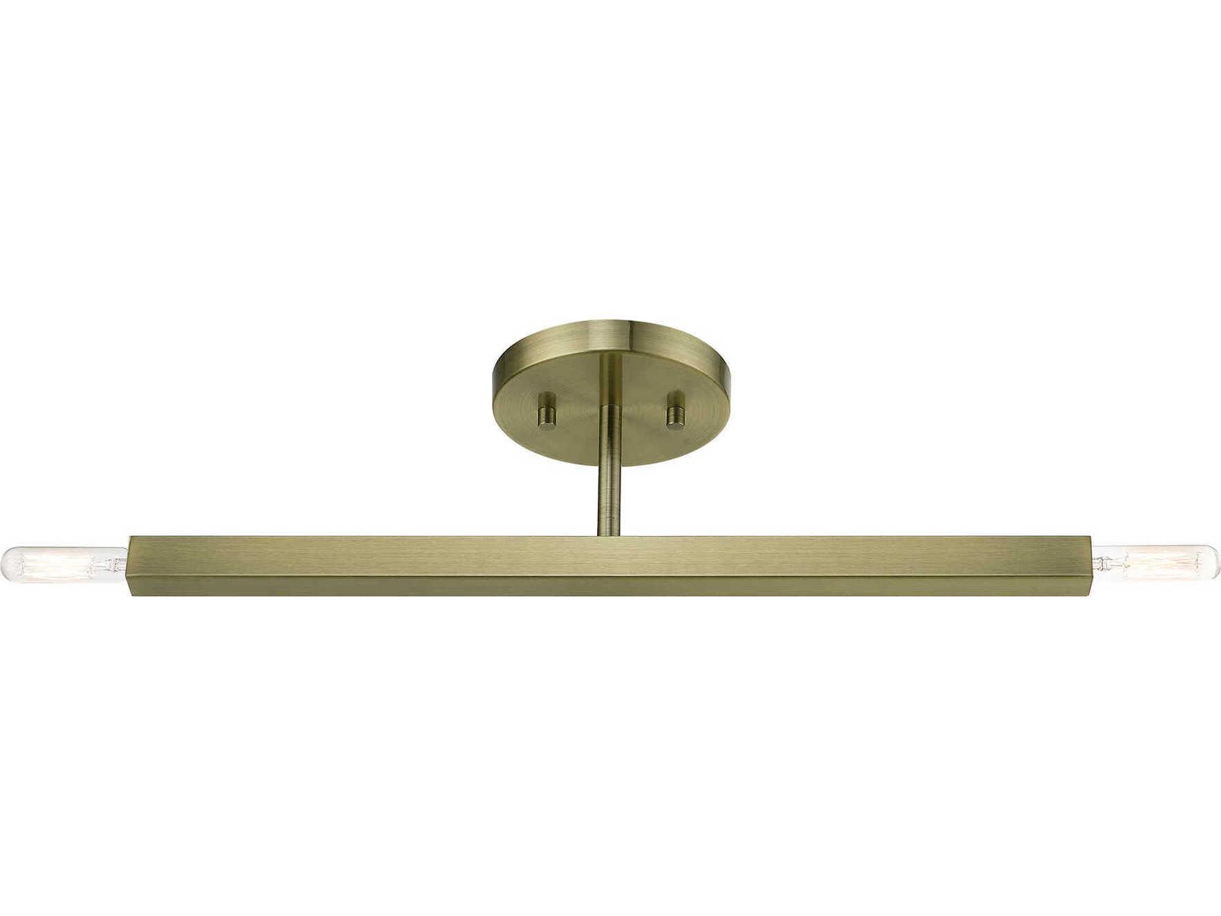 Livex Lighting Monaco 2-Light Antique Brass Semi Flush Mount