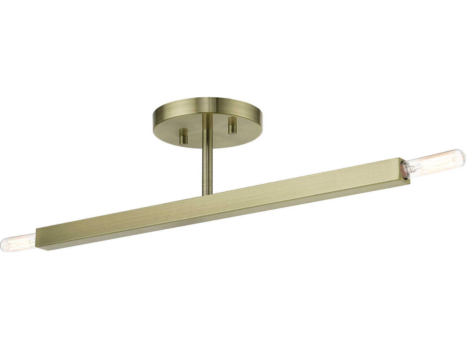 Livex Lighting Monaco 2-Light Antique Brass Semi Flush Mount