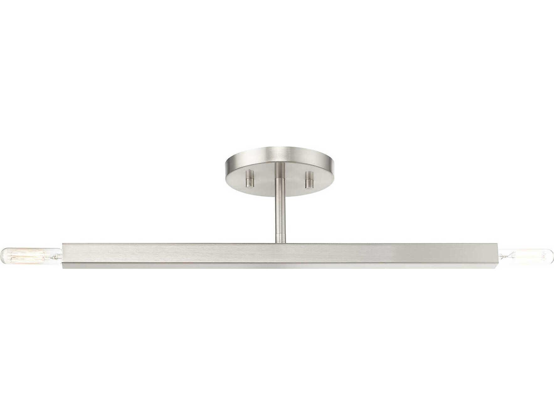 Livex Lighting Monaco 2-Light Brushed Nickel Semi Flush Mount