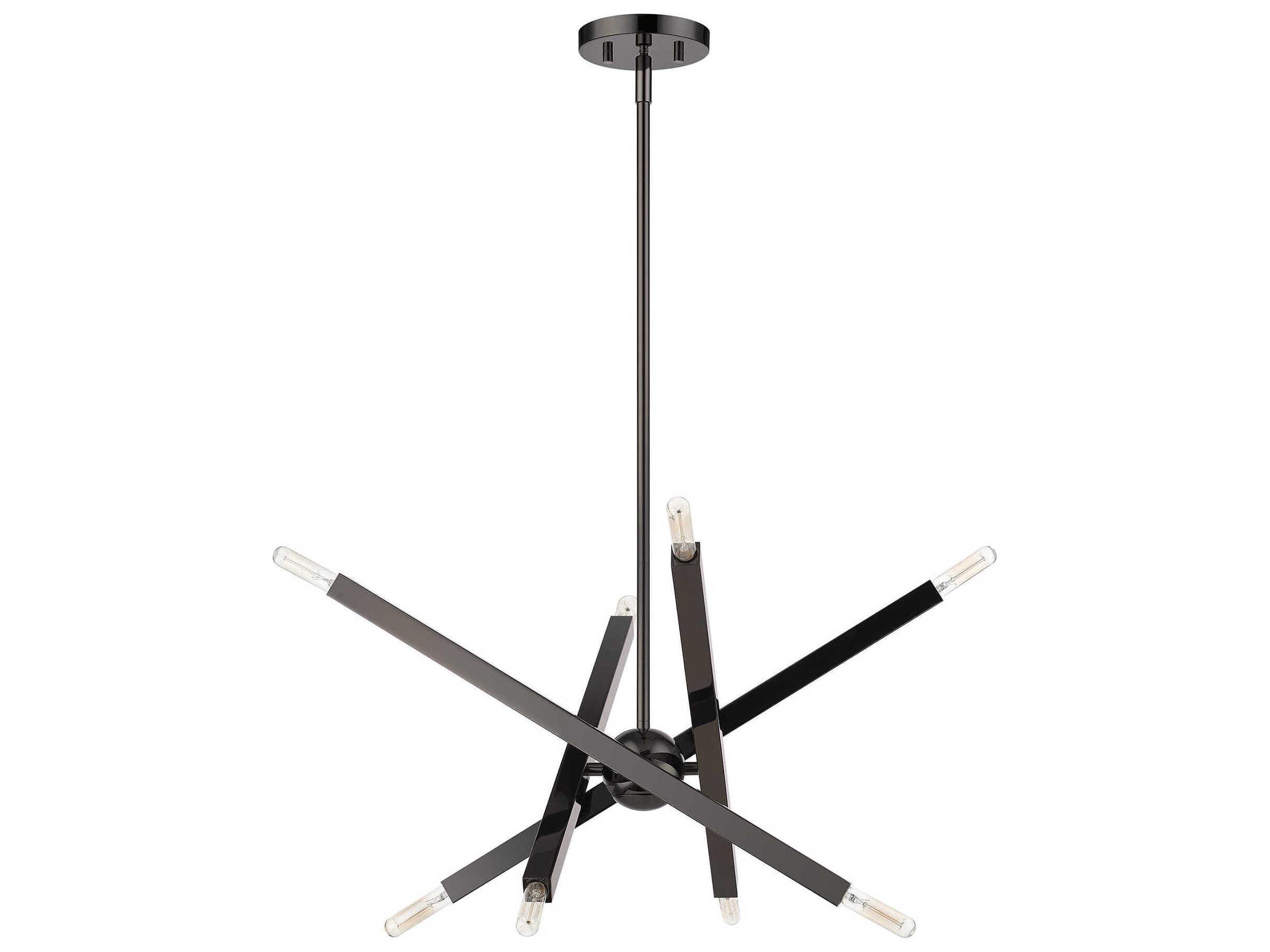 Livex Lighting Monaco 8-Light Black Chrome Candelabra Sputnik Chandelier