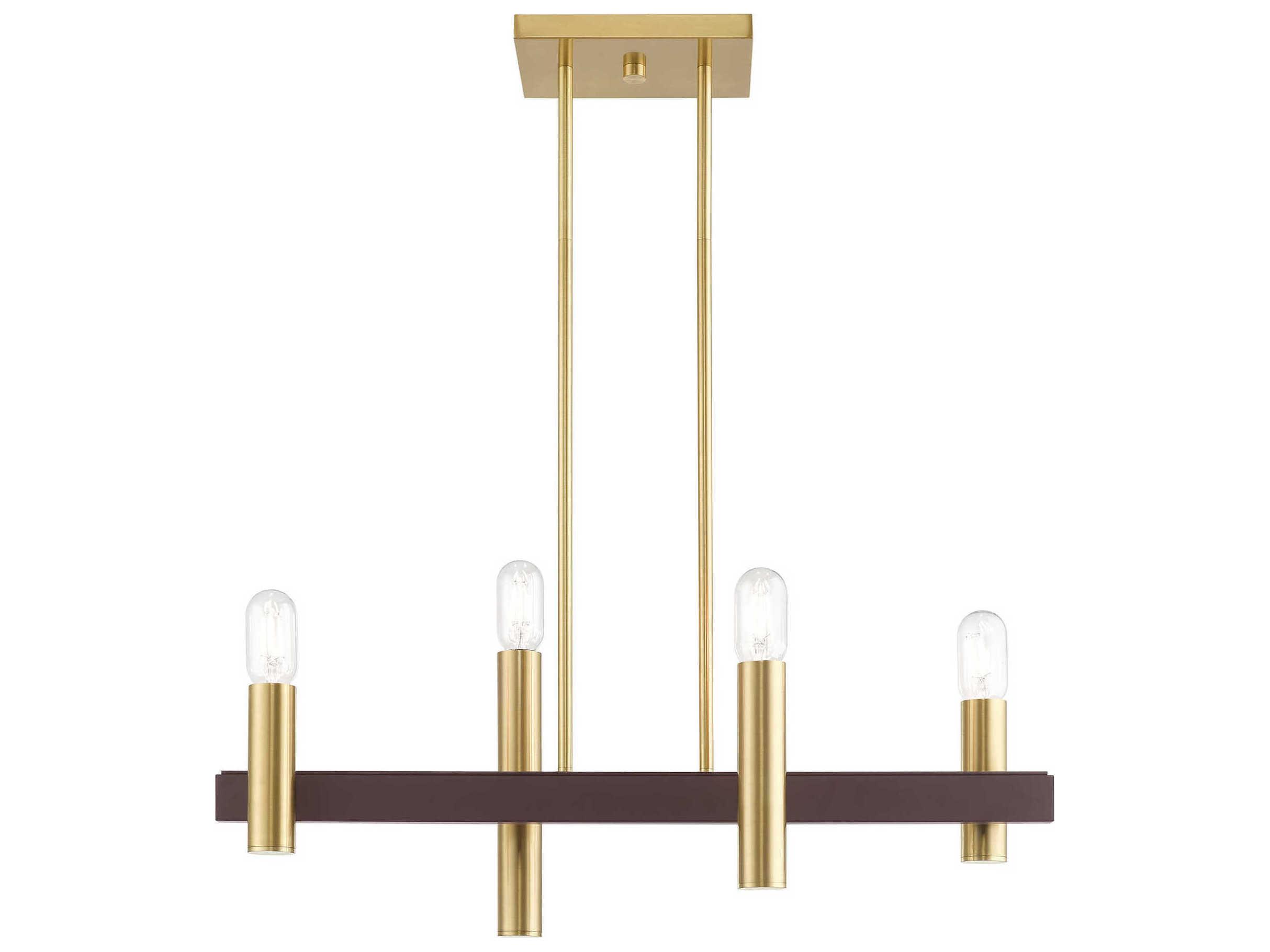 Livex Lighting Helsinki 4-Light Satin Brass Bronze Linear Island Pendant