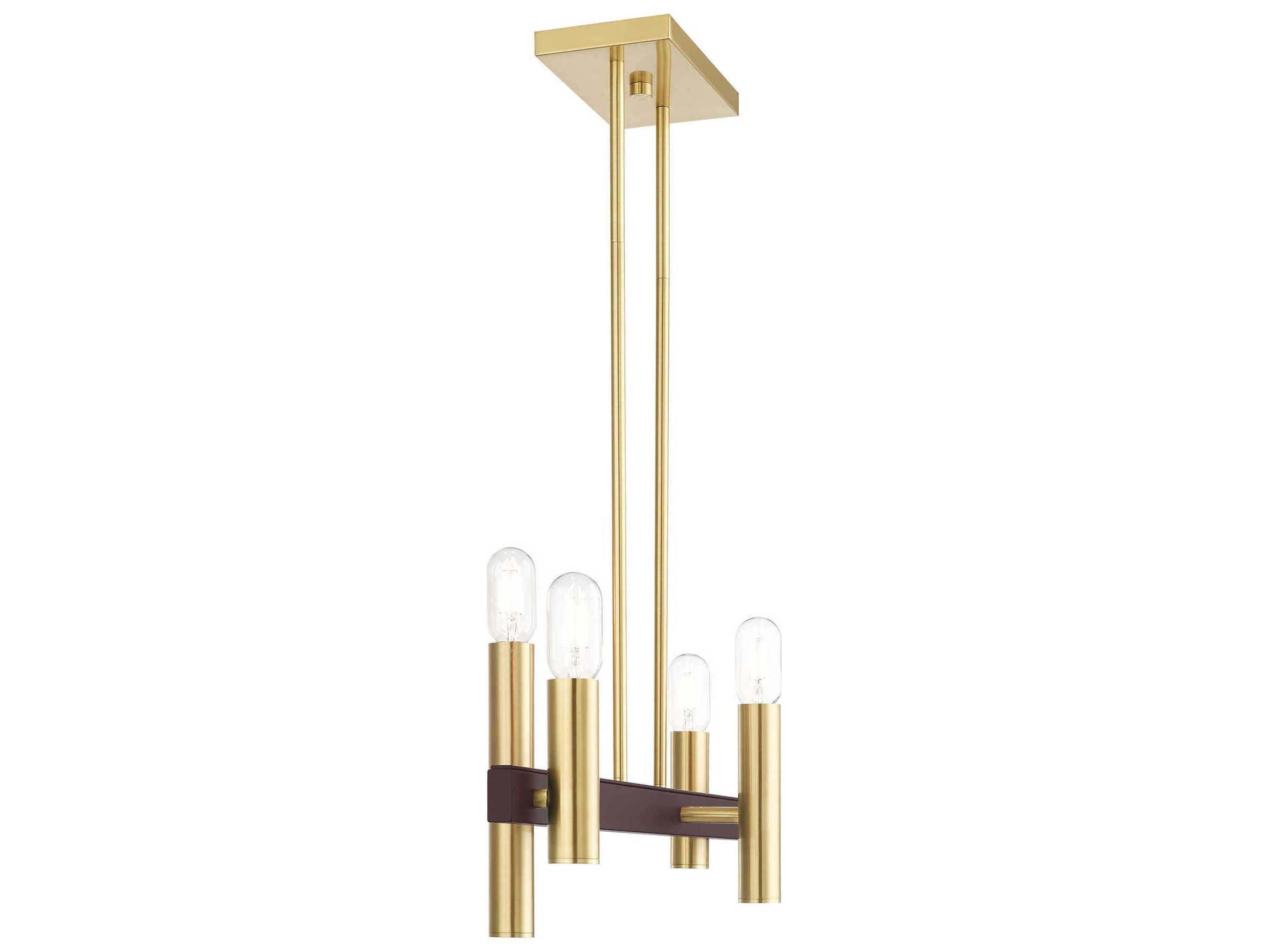 Livex Lighting Helsinki 4-Light Satin Brass Bronze Linear Island Pendant