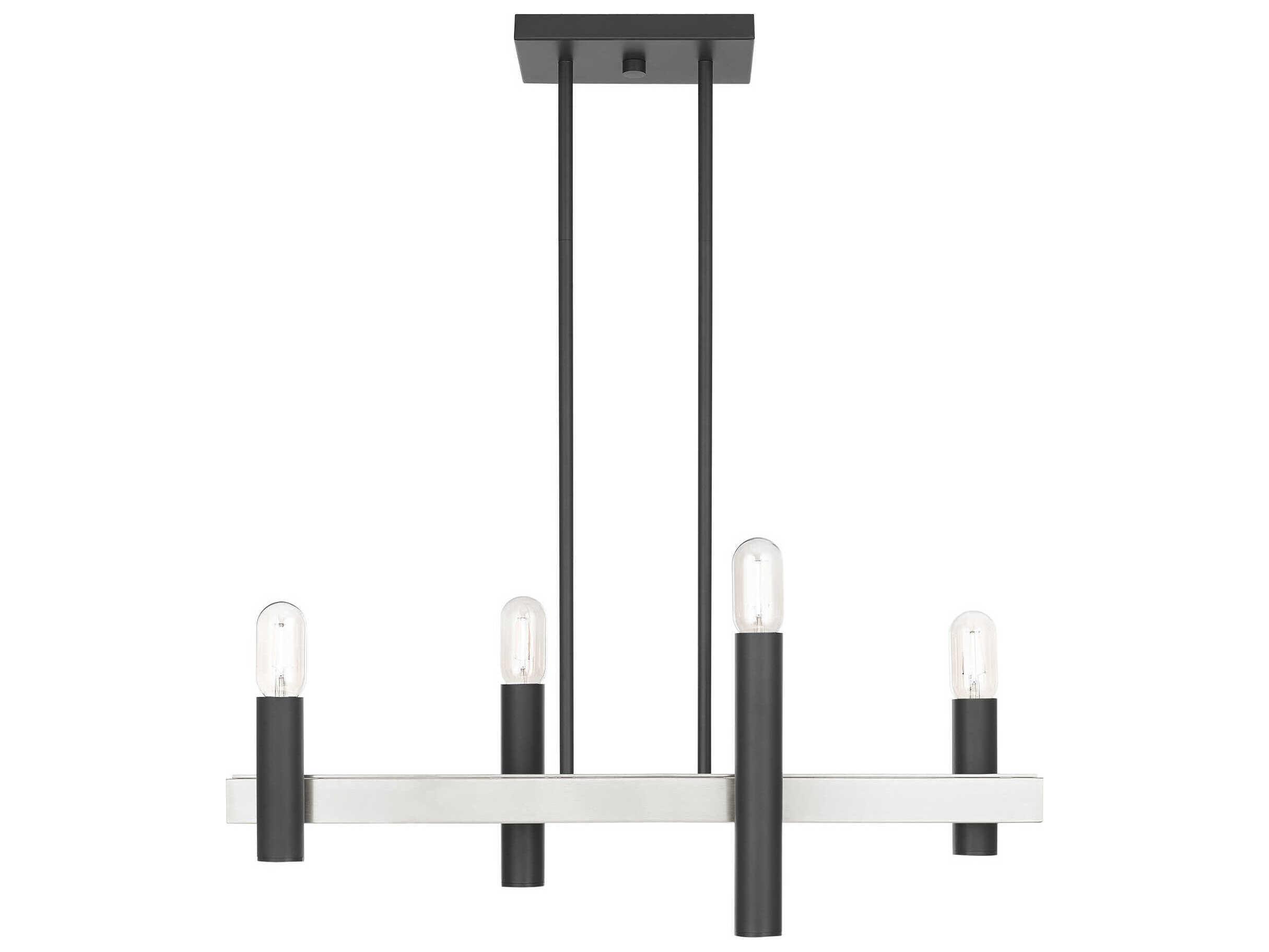 Livex Lighting Helsinki 4-Light Scandinavian Gray Brushed Nickel Linear Island Pendant