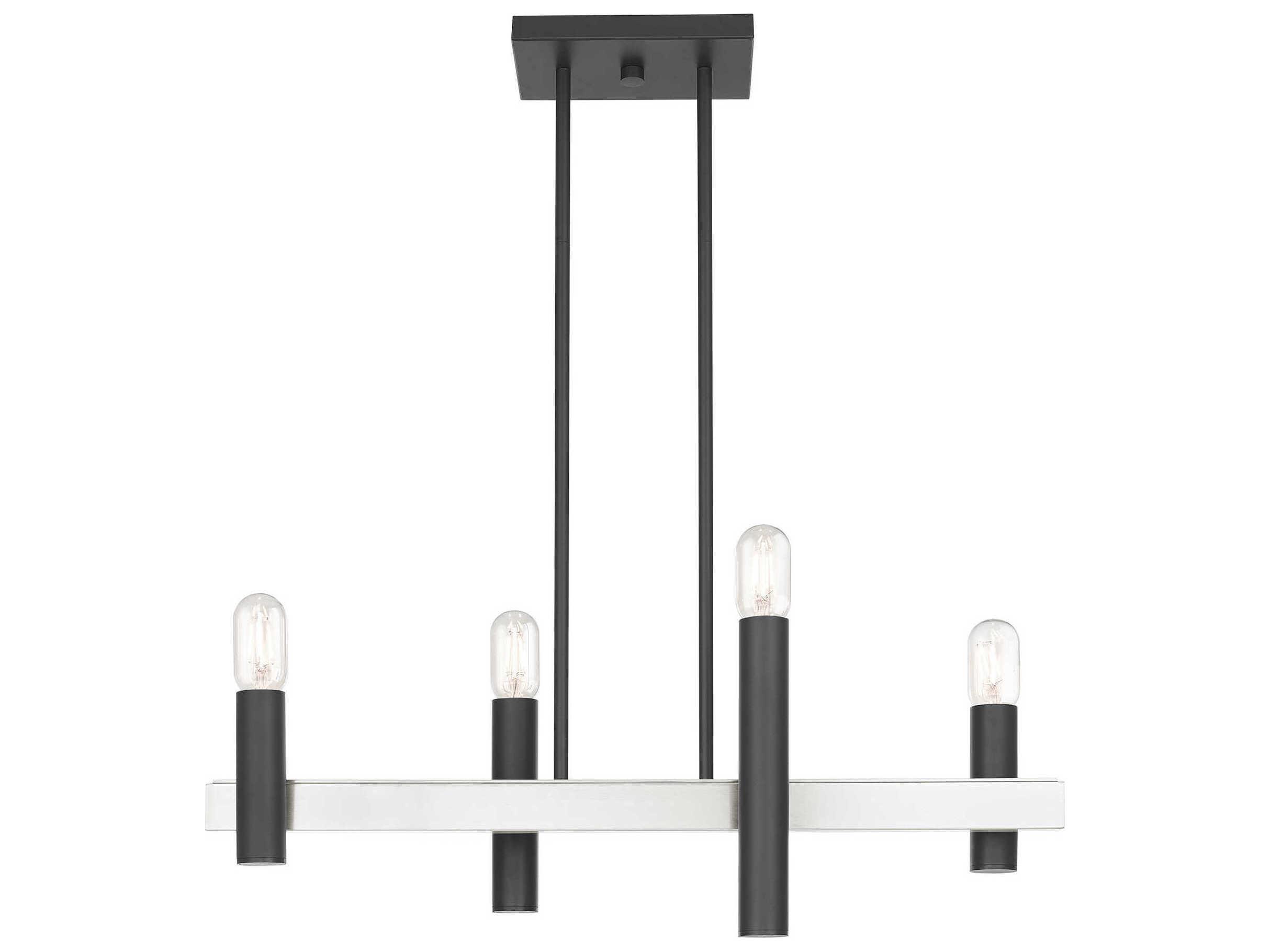 Livex Lighting Helsinki 4-Light Scandinavian Gray Brushed Nickel Linear Island Pendant