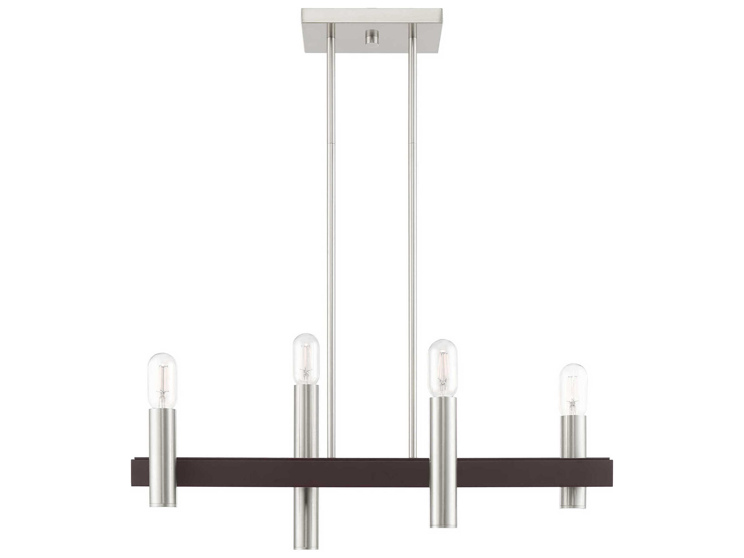 Livex Lighting Helsinki 4-Light Brushed Nickel Bronze Linear Island Pendant