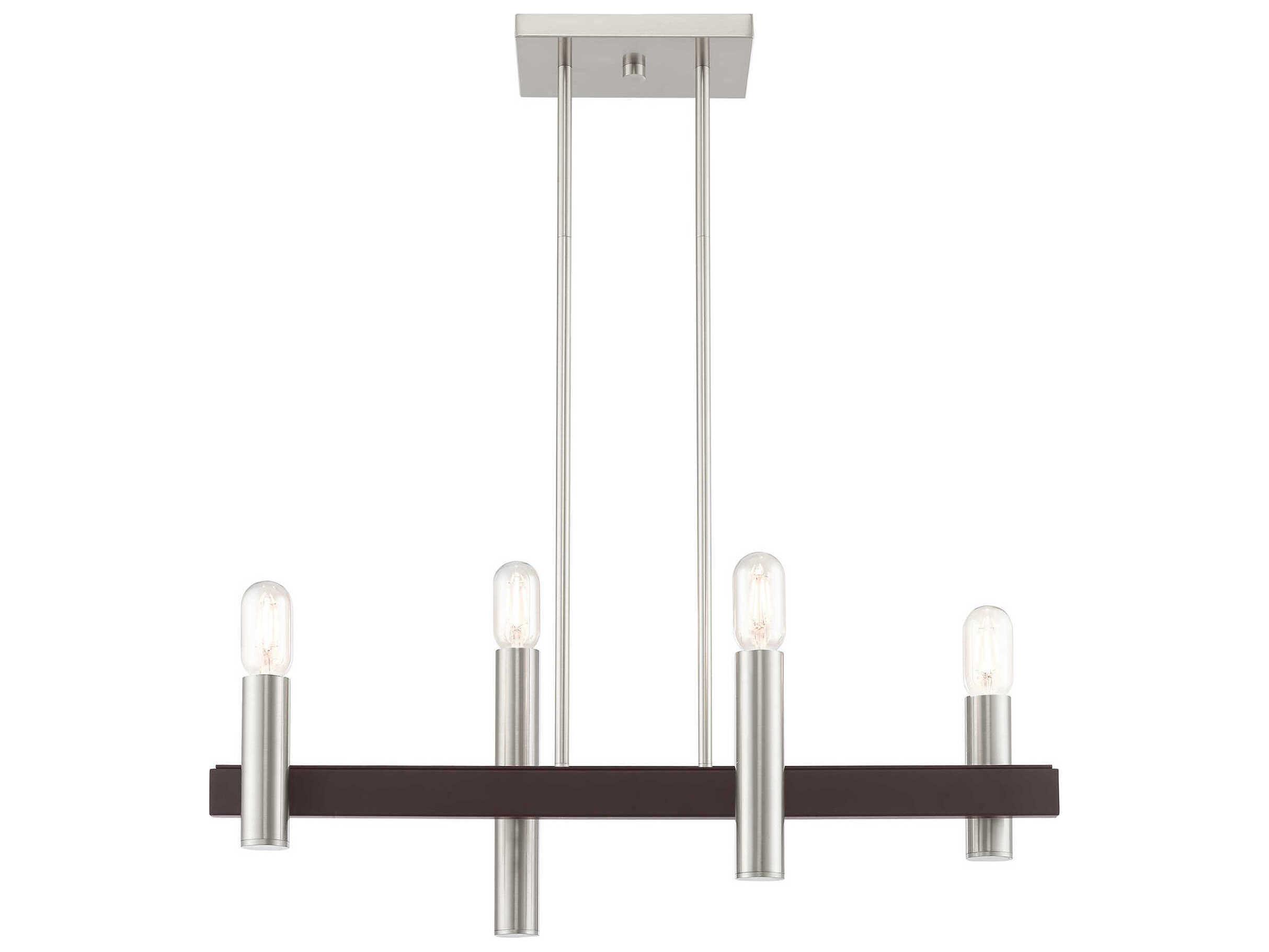 Livex Lighting Helsinki 4-Light Brushed Nickel Bronze Linear Island Pendant