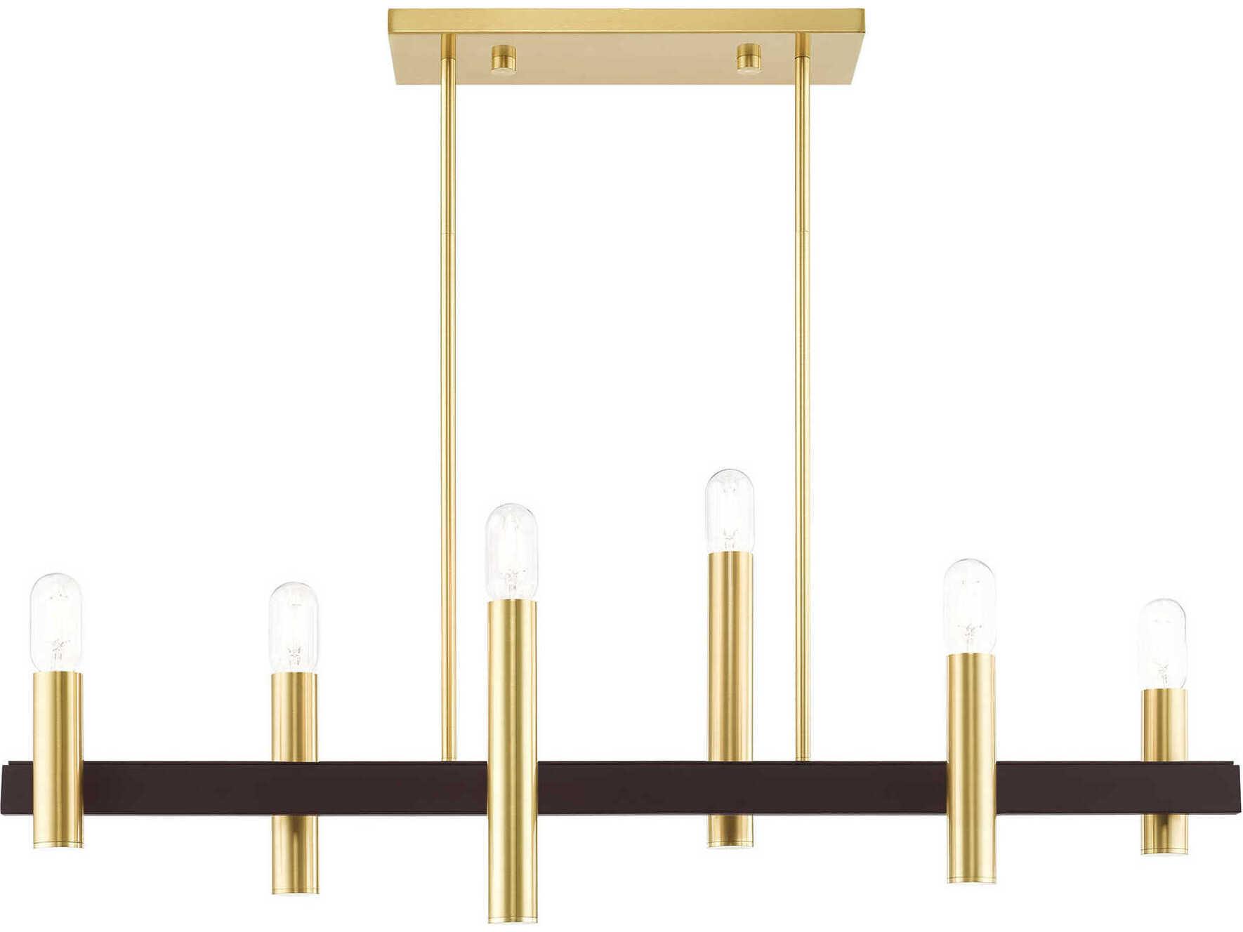 Livex Lighting Helsinki 6-Light Satin Brass Bronze Linear Island Pendant