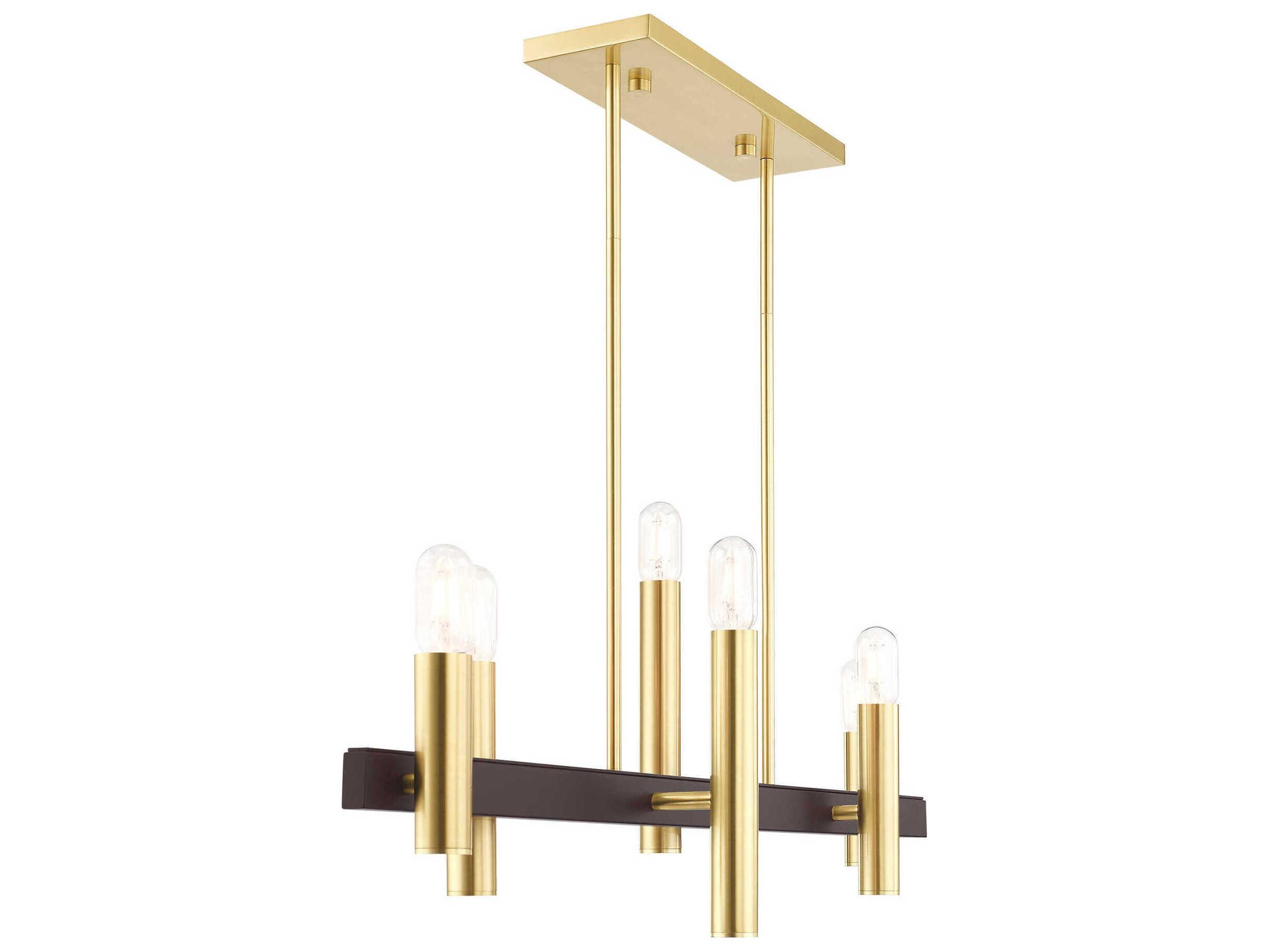 Livex Lighting Helsinki 6-Light Satin Brass Bronze Linear Island Pendant