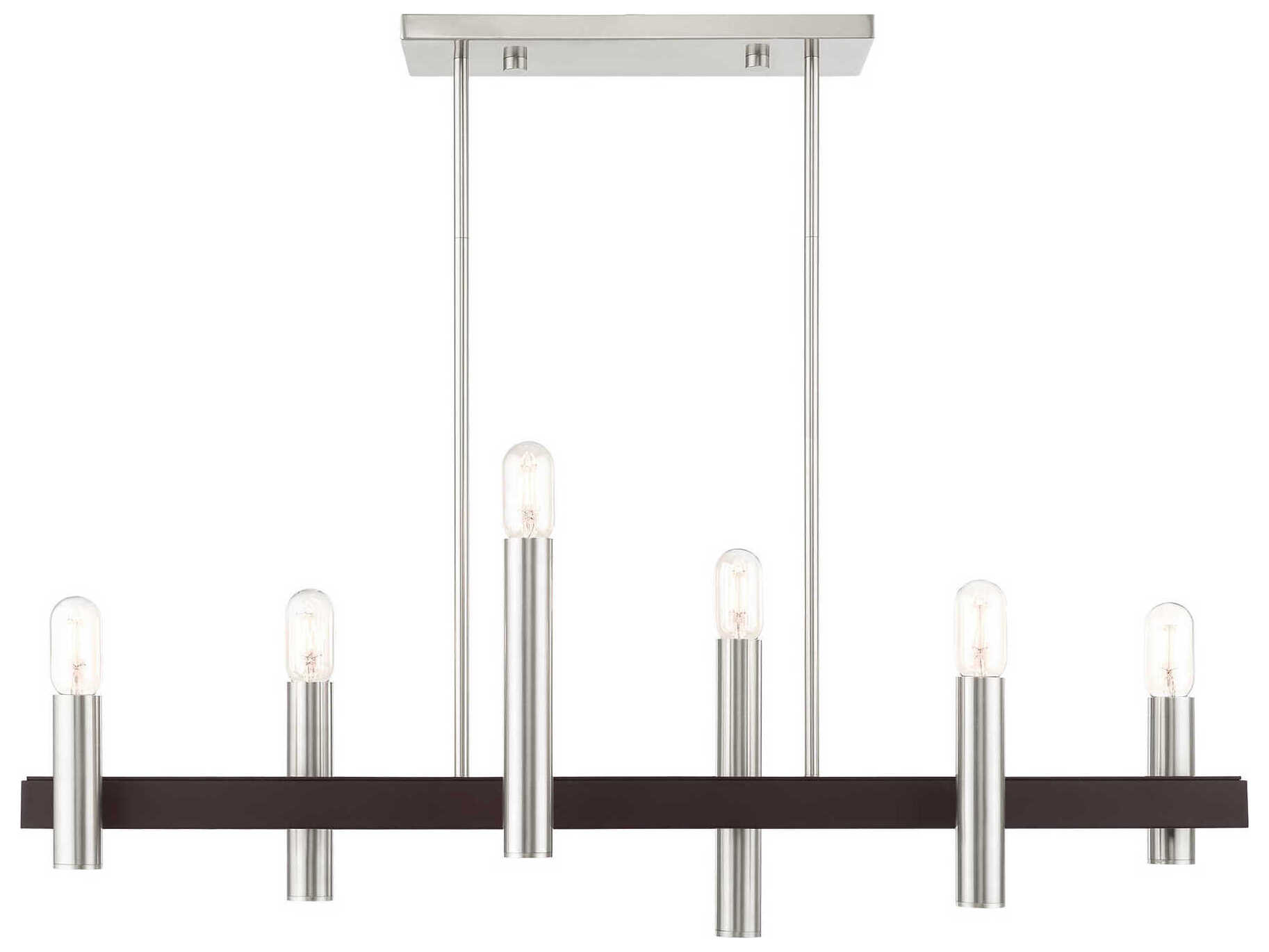 Livex Lighting Helsinki 6-Light Brushed Nickel Bronze Linear Island Pendant