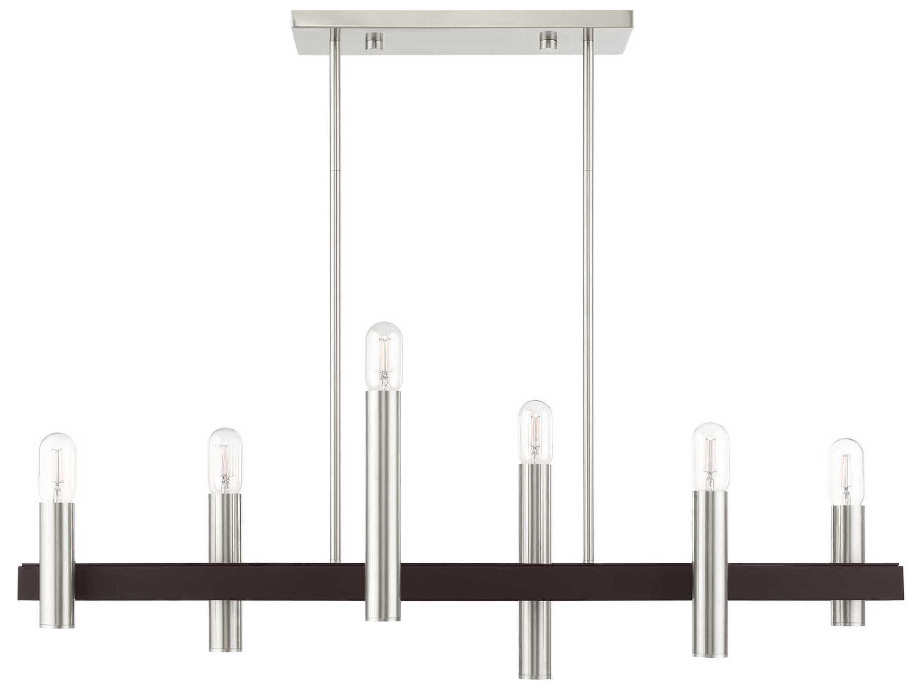 Livex Lighting Helsinki 6-Light Brushed Nickel Bronze Linear Island Pendant