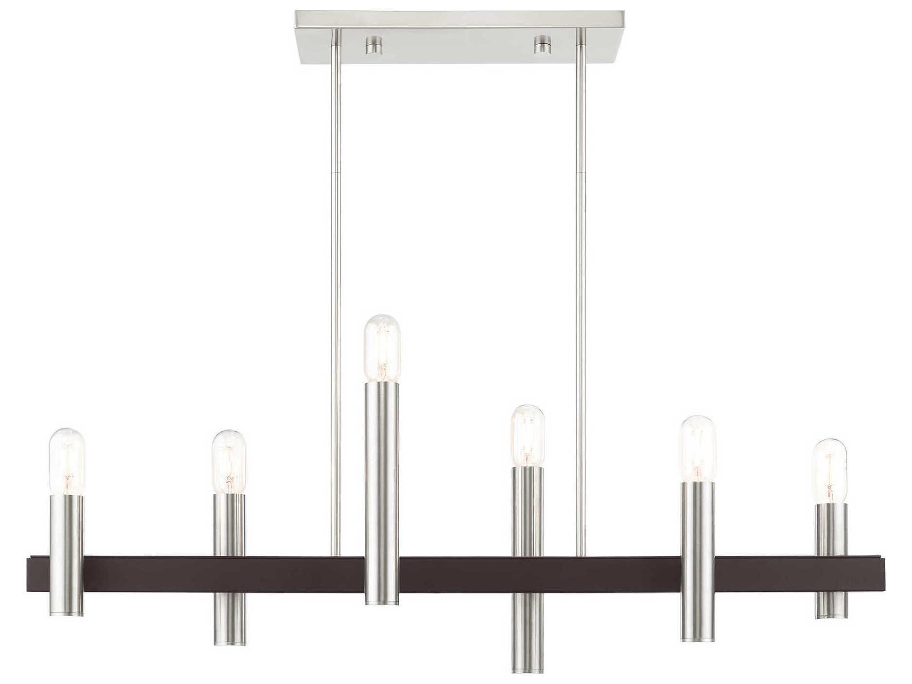 Livex Lighting Helsinki 6-Light Brushed Nickel Bronze Linear Island Pendant
