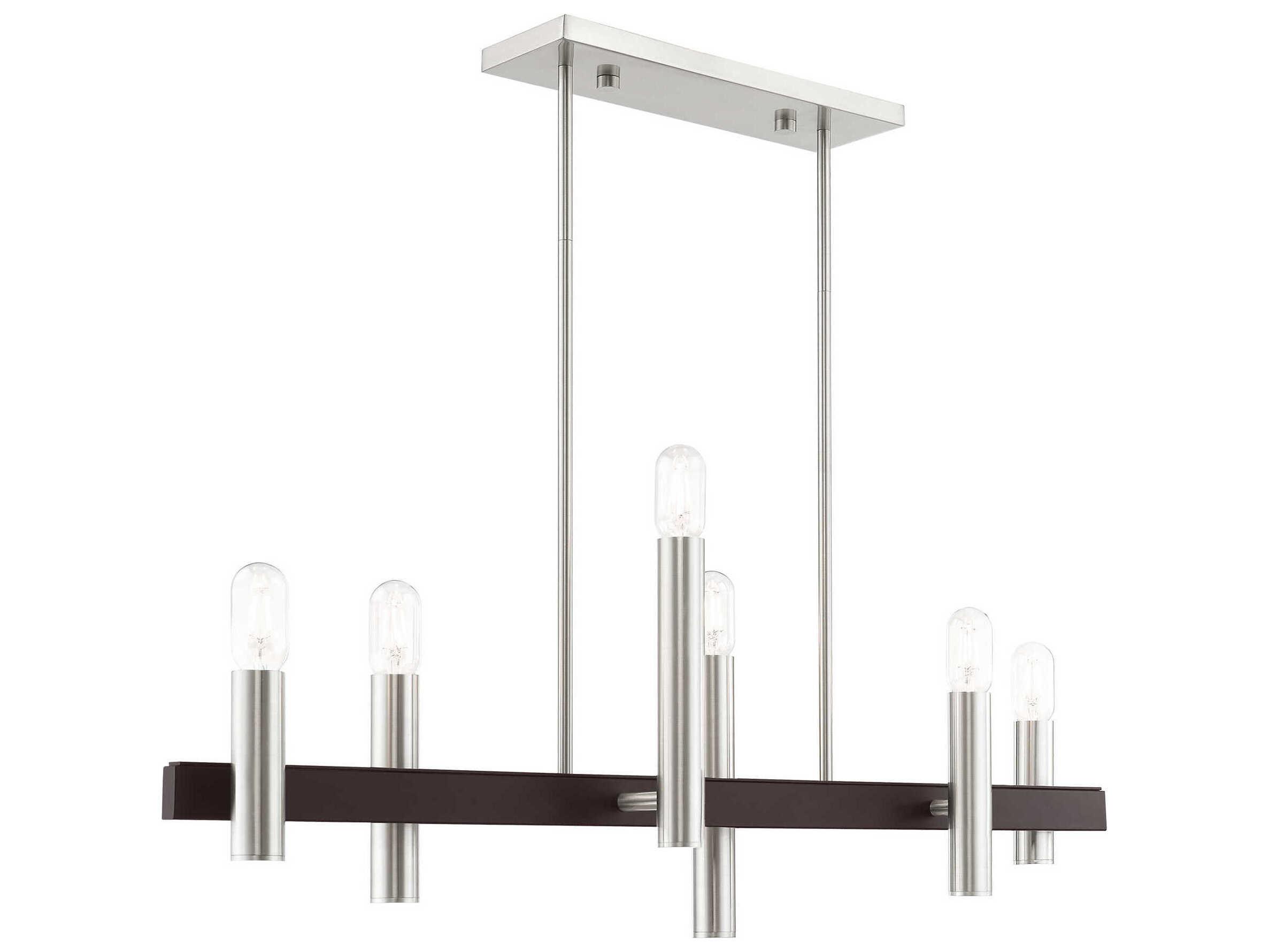Livex Lighting Helsinki 6-Light Brushed Nickel Bronze Linear Island Pendant