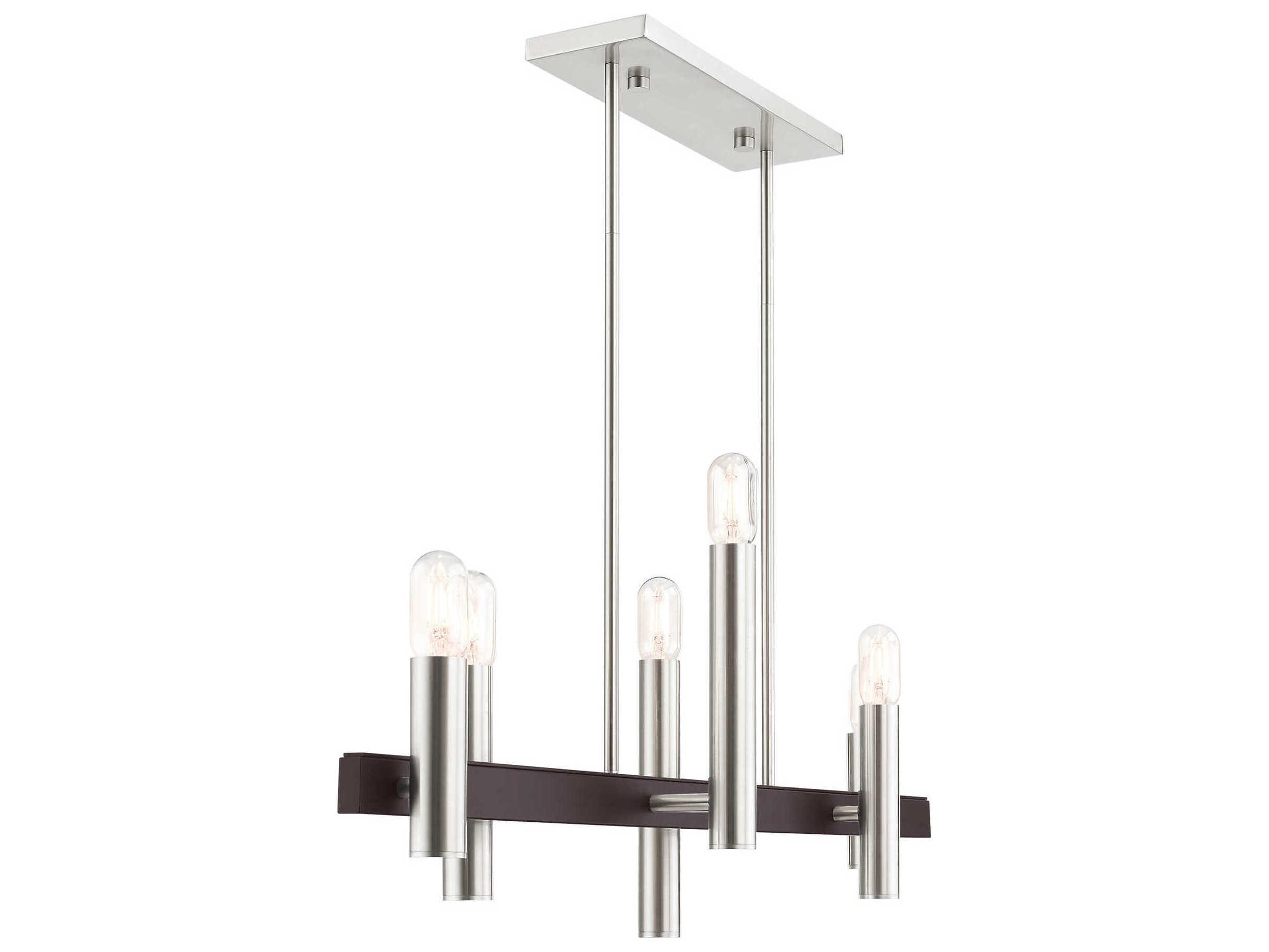 Livex Lighting Helsinki 6-Light Brushed Nickel Bronze Linear Island Pendant