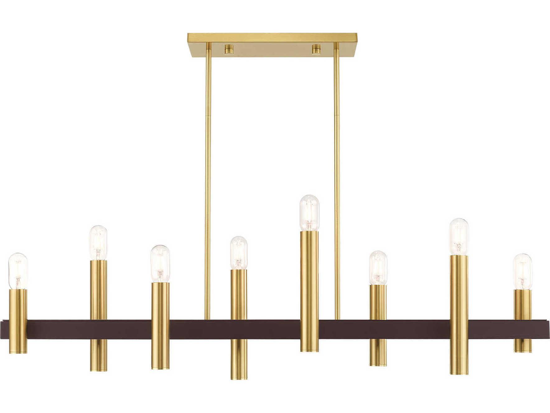 Livex Lighting Helsinki 8-Light Satin Brass Bronze Linear Island Pendant