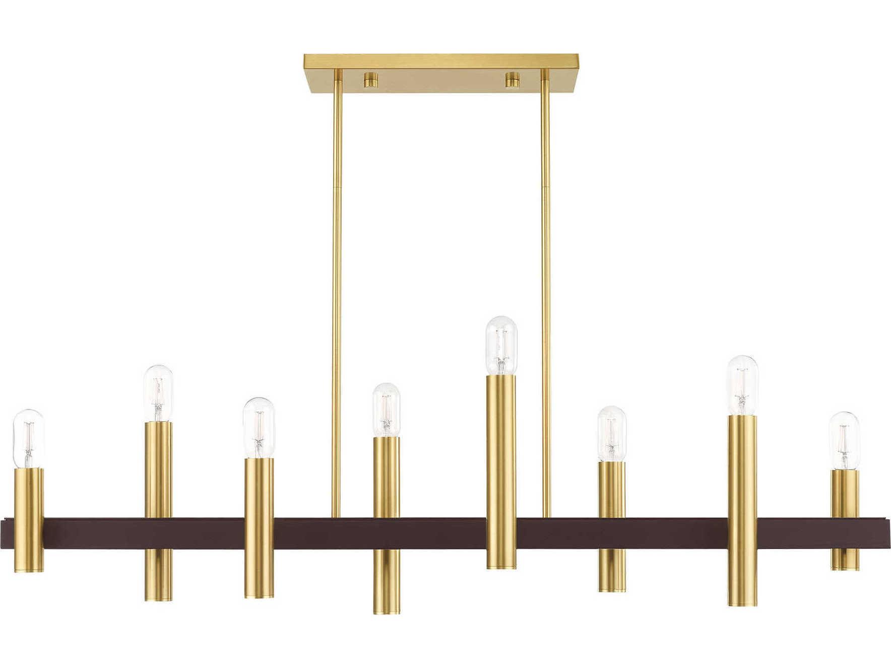 Livex Lighting Helsinki 8-Light Satin Brass Bronze Linear Island Pendant