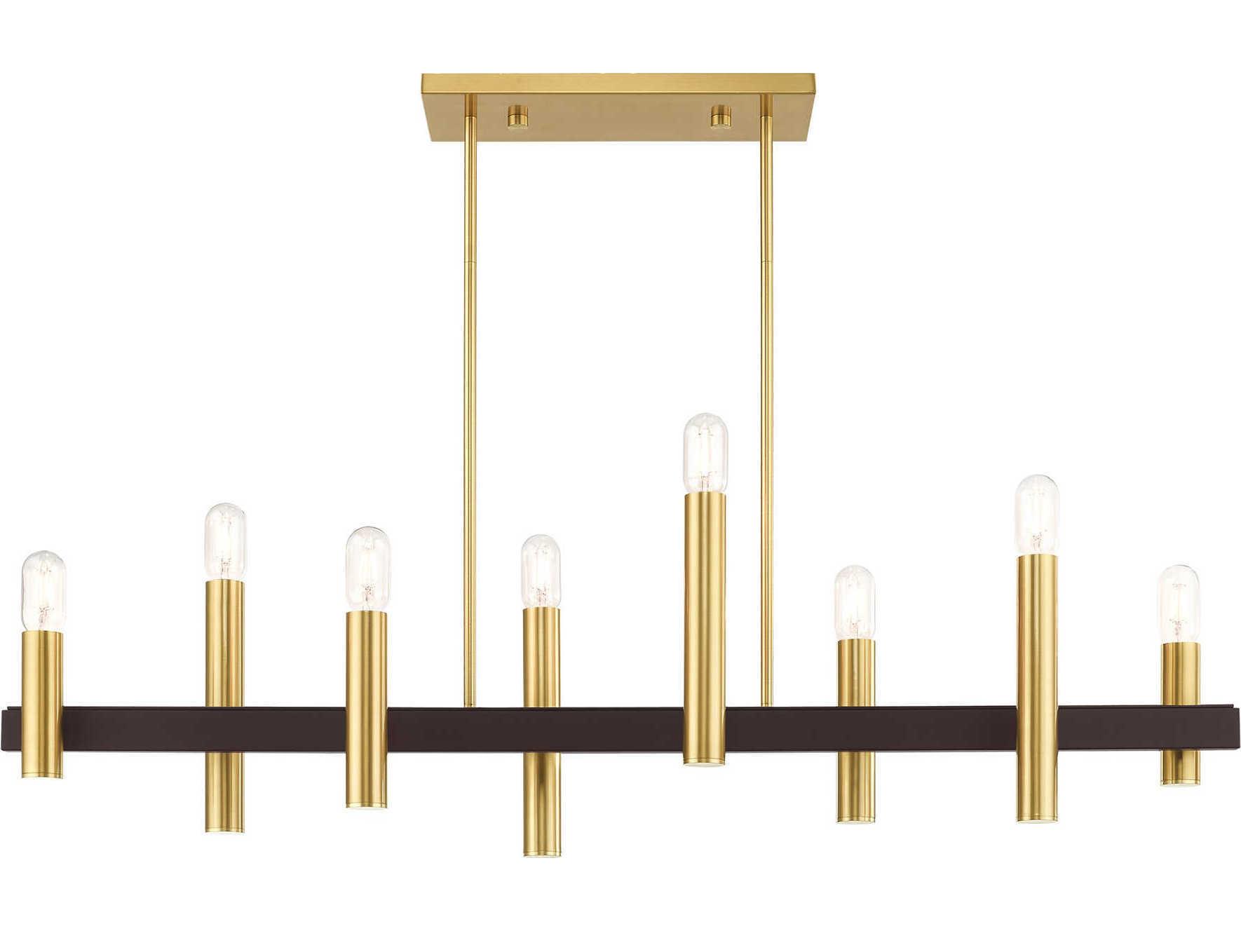 Livex Lighting Helsinki 8-Light Satin Brass Bronze Linear Island Pendant