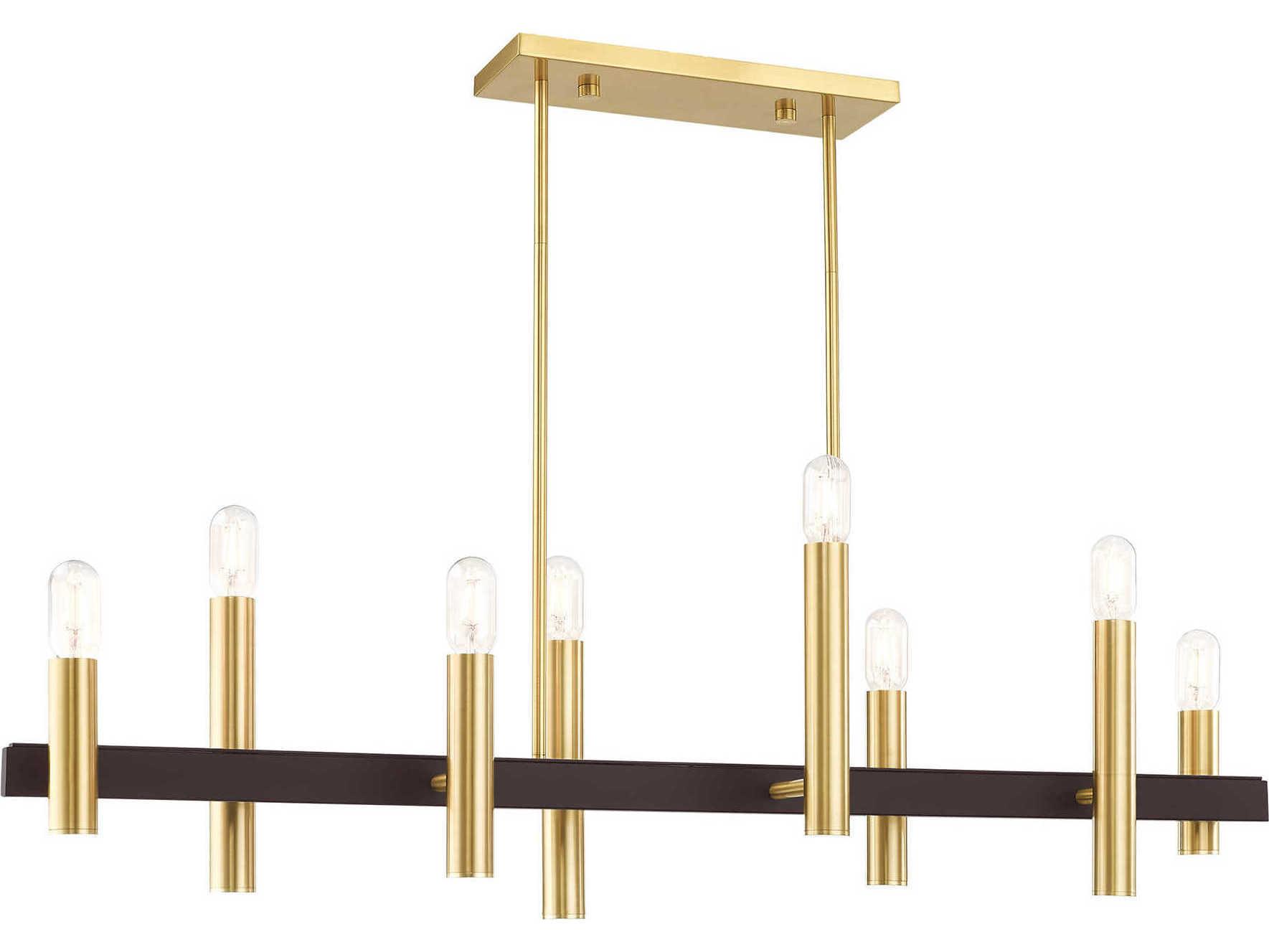 Livex Lighting Helsinki 8-Light Satin Brass Bronze Linear Island Pendant
