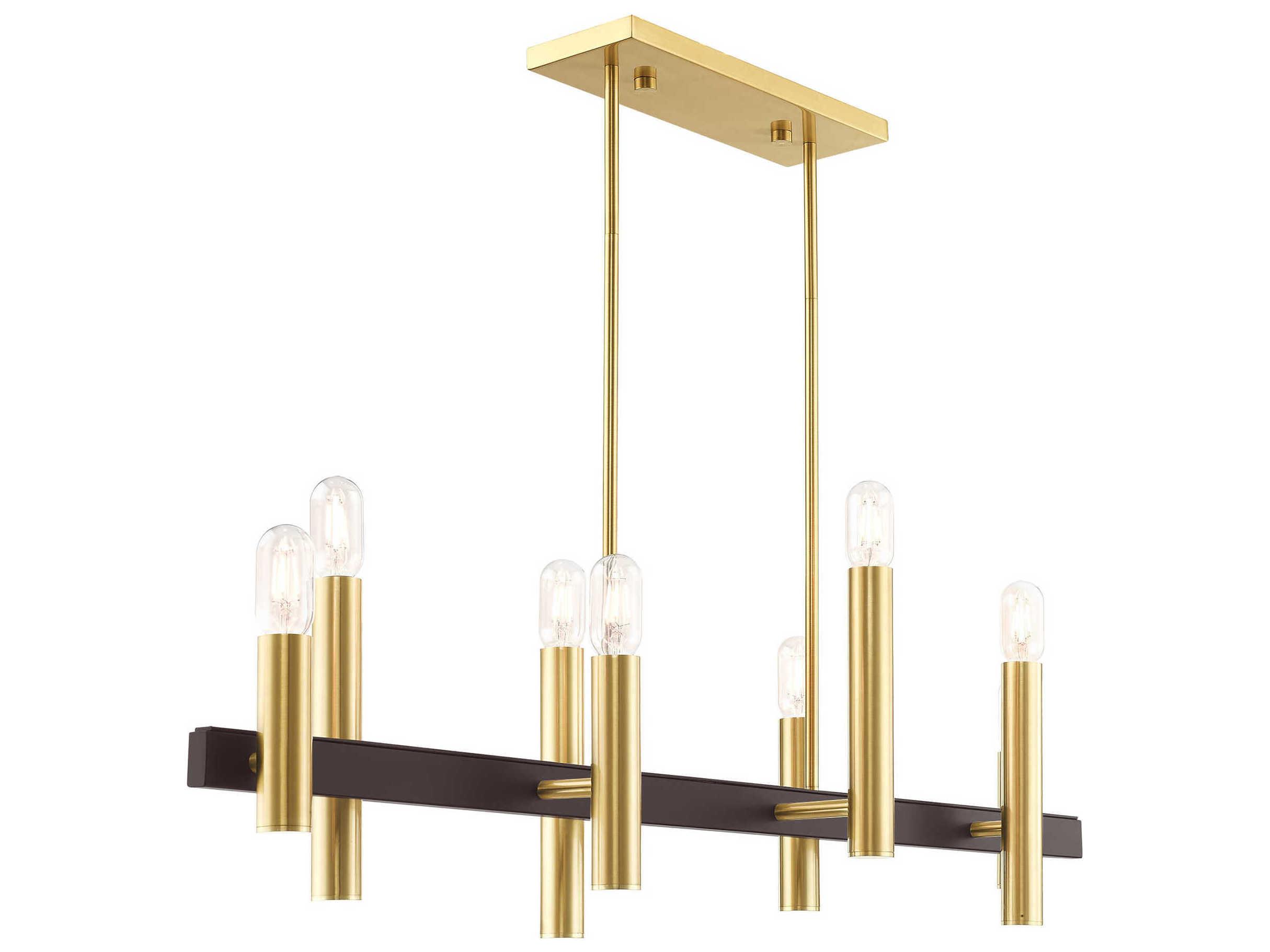 Livex Lighting Helsinki 8-Light Satin Brass Bronze Linear Island Pendant