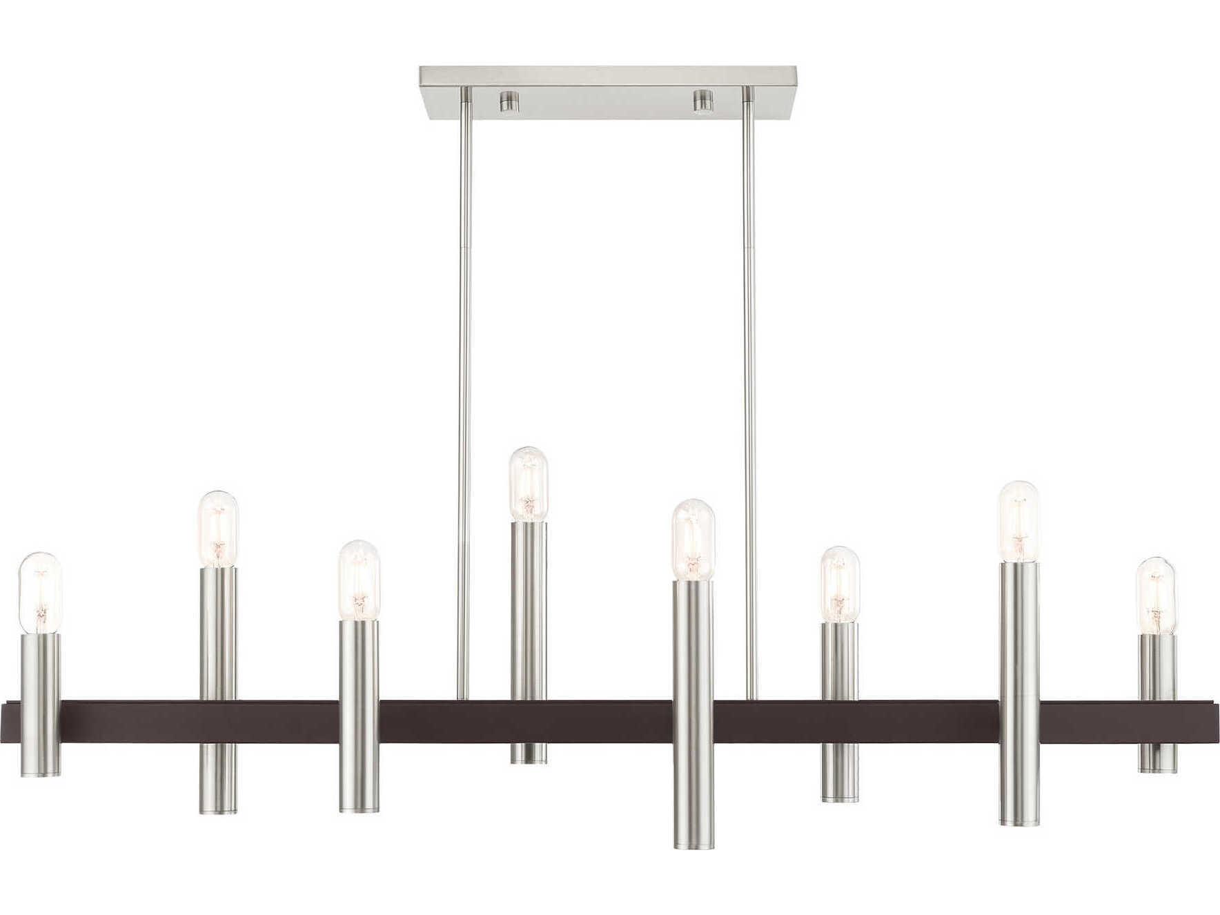 Livex Lighting Helsinki 8-Light Brushed Nickel Bronze Linear Island Pendant