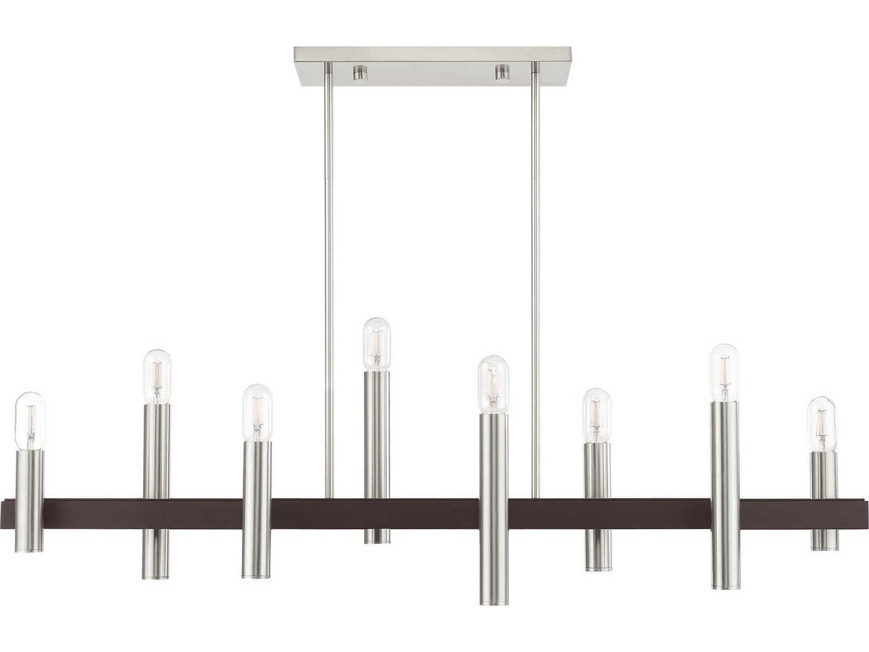 Livex Lighting Helsinki 8-Light Brushed Nickel Bronze Linear Island Pendant