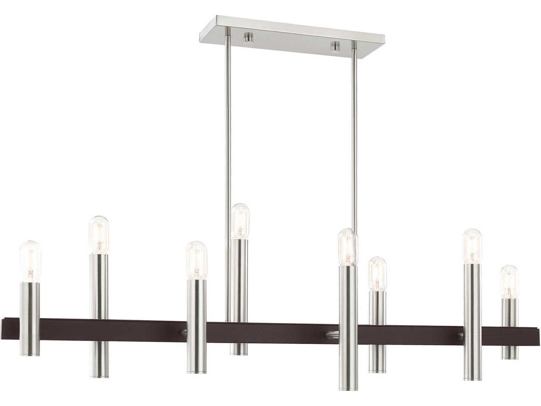Livex Lighting Helsinki 8-Light Brushed Nickel Bronze Linear Island Pendant